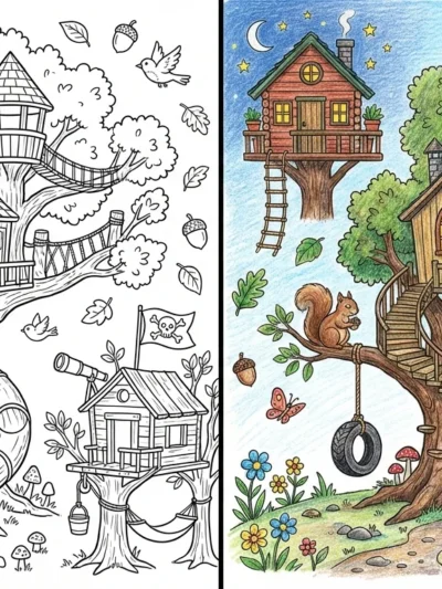 Treehouse coloring pages