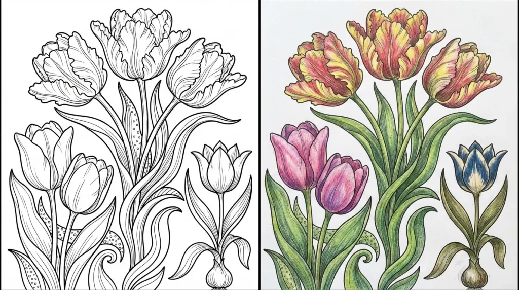 45 Tulip Coloring Pages (Free PDFs) - ColoringBookFun
