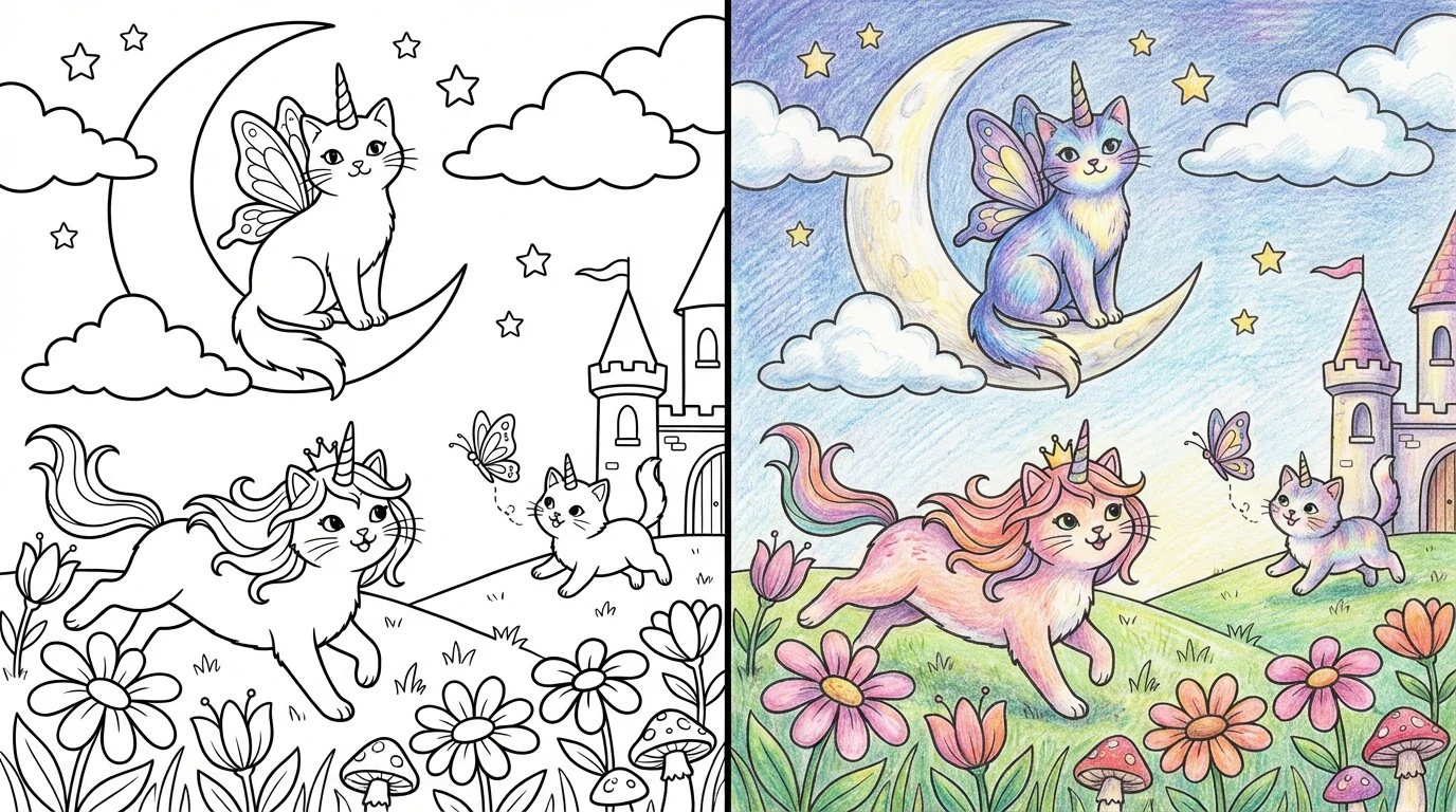 unicorn cat coloring pages