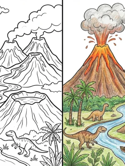 Volcano coloring pages