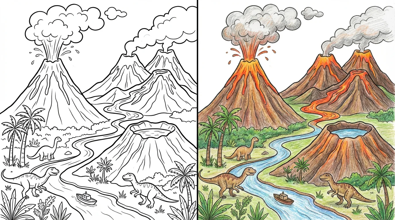 volcano coloring pages