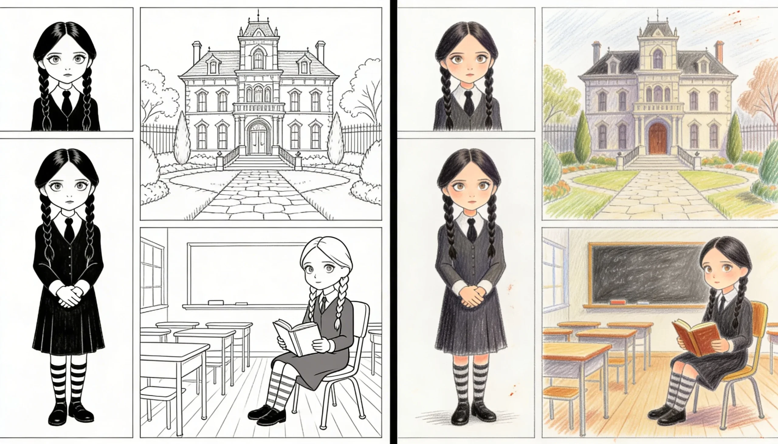 wednesday addams coloring pages