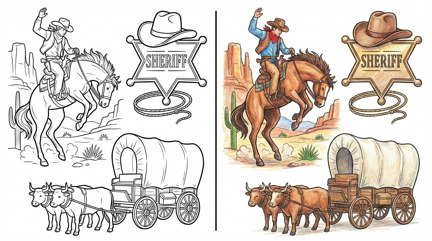54 Western Coloring Pages (Free PDFs)