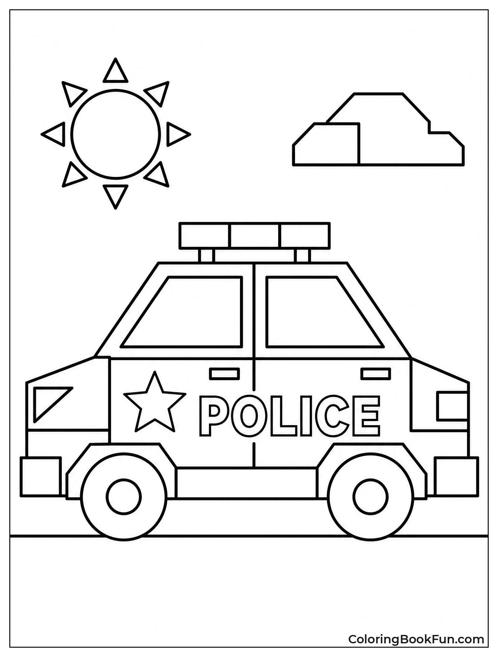 Police Car Made of Bold Shapes