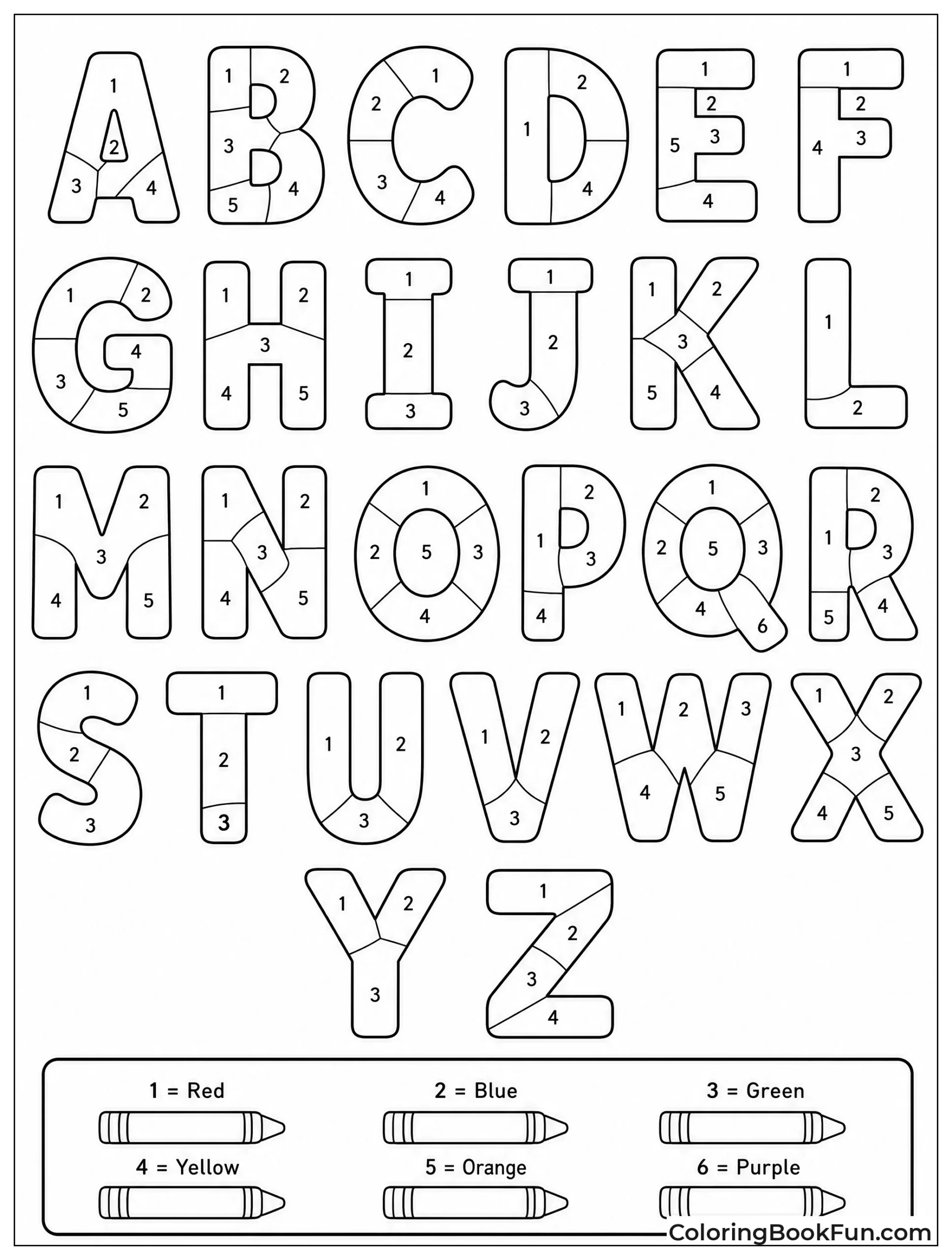 Numbers Guide Letter Coloring