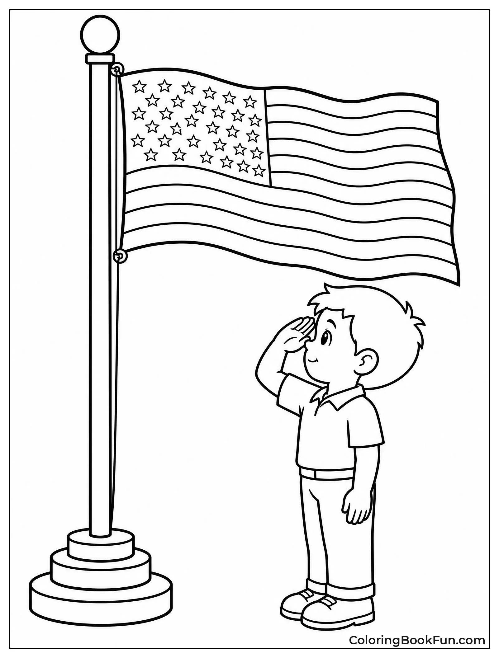 Young Kid Saluting the Flag