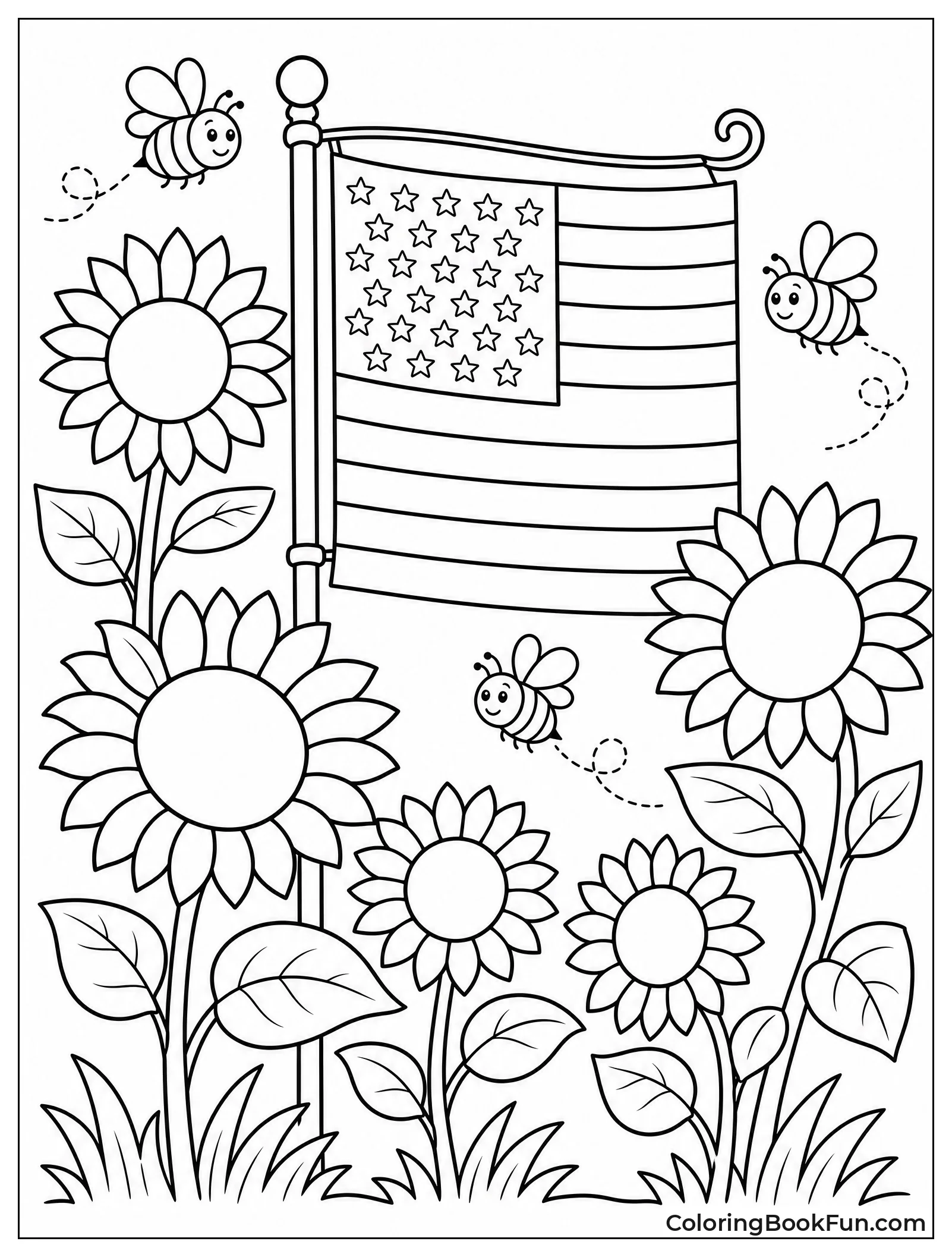 Garden Flag among Sunflowers
