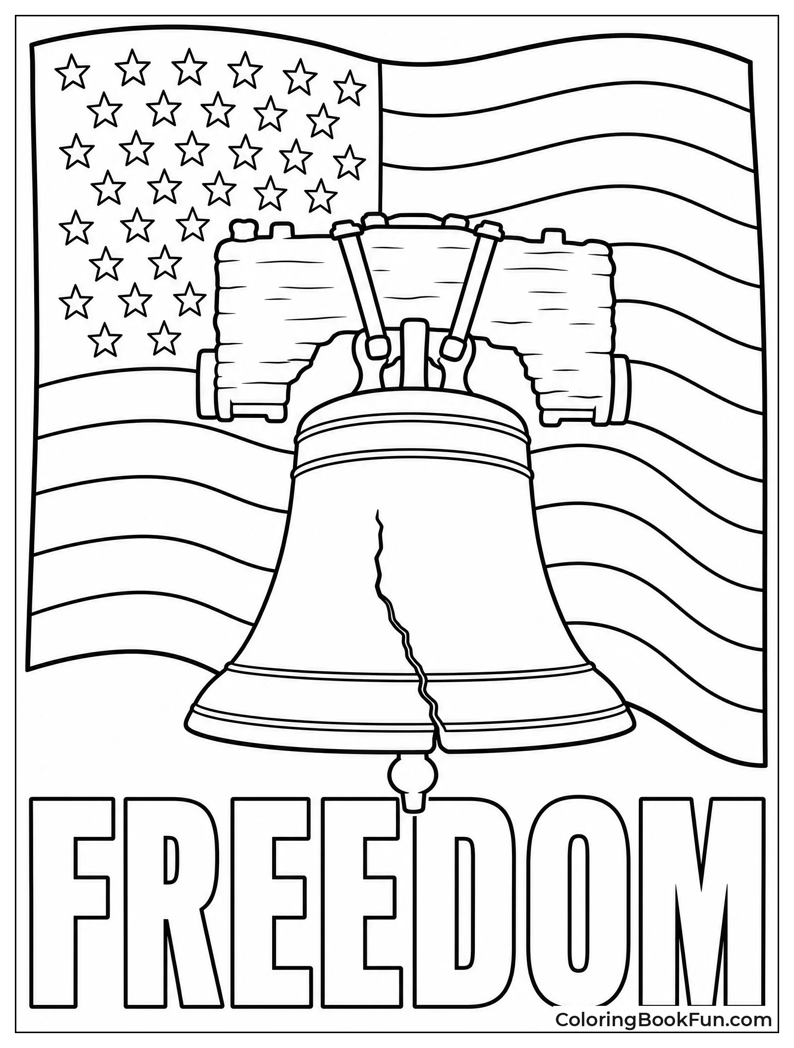 Liberty Bell with Flag Backdrop