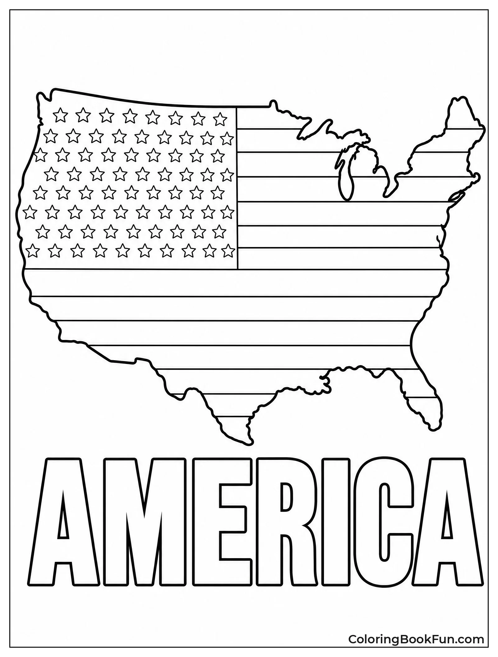 Map Filled with Stripes and Stars