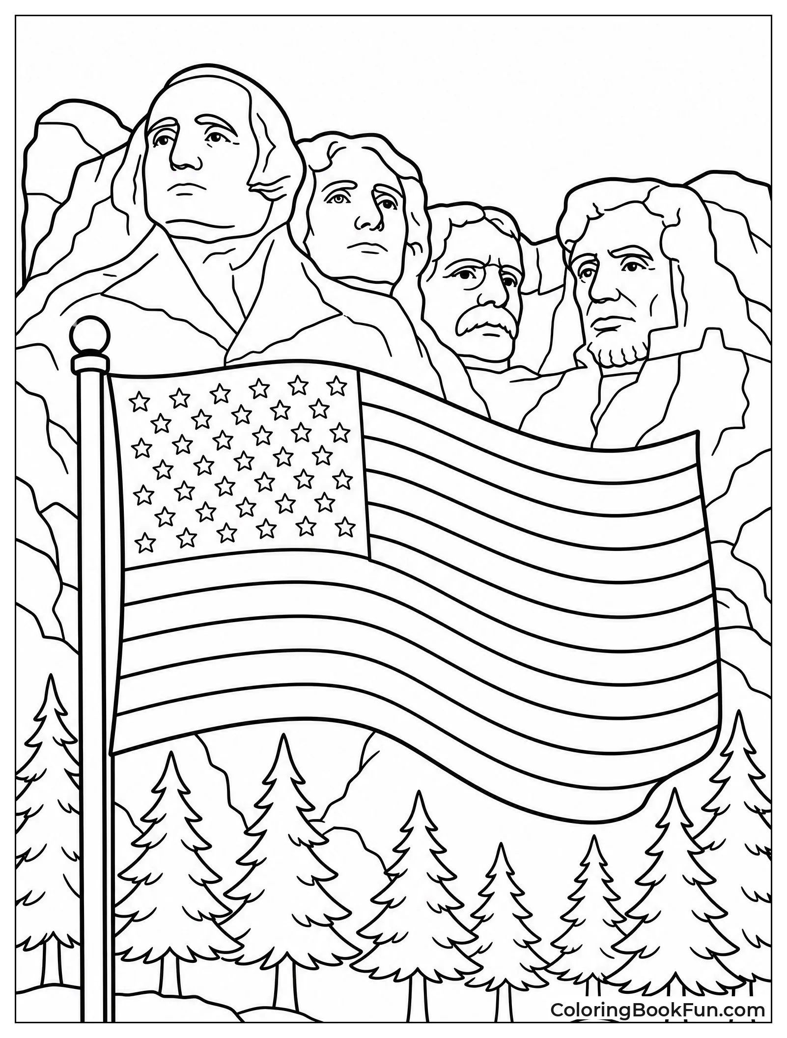 Monument with Flag in Front