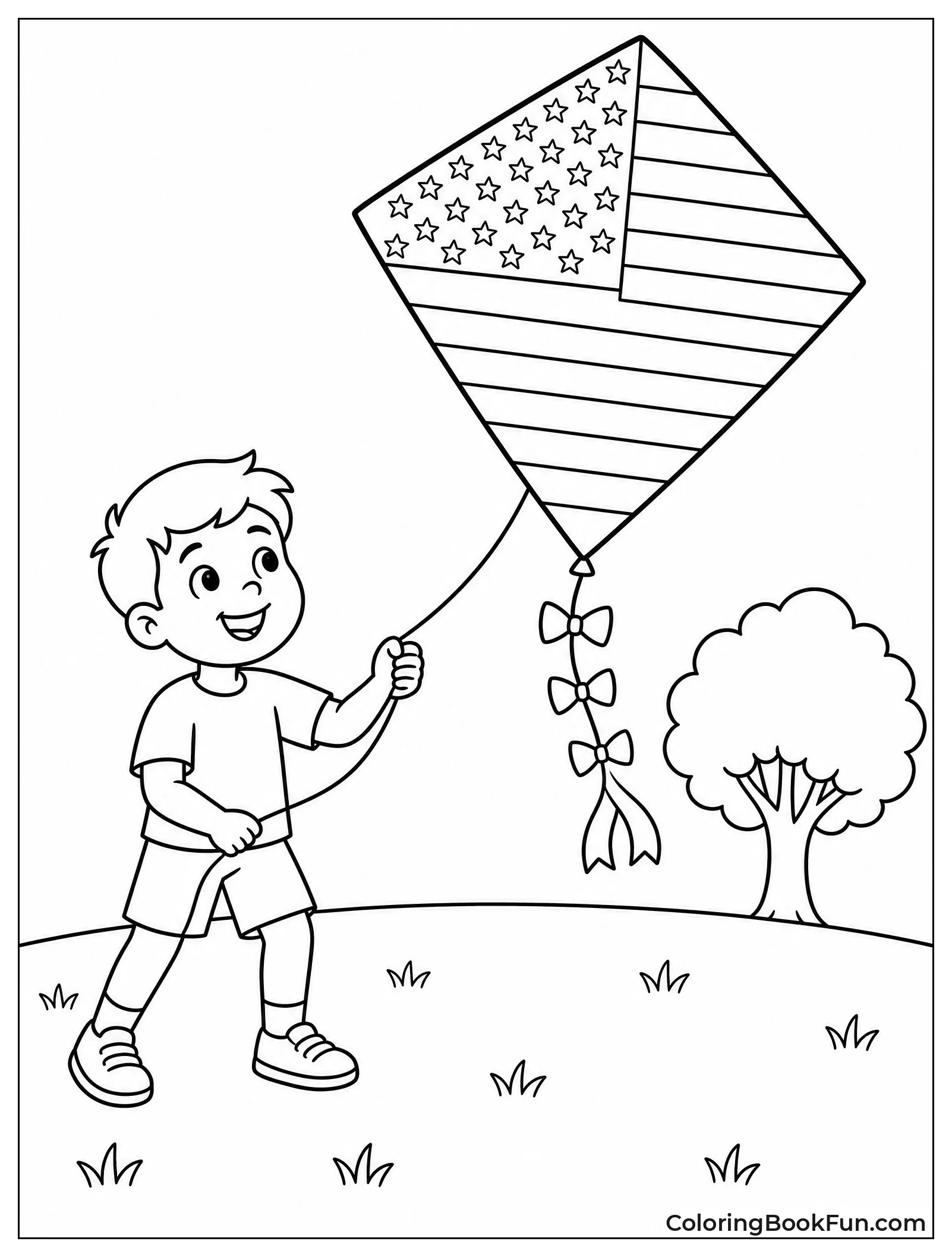 Child Flying a Big Kite