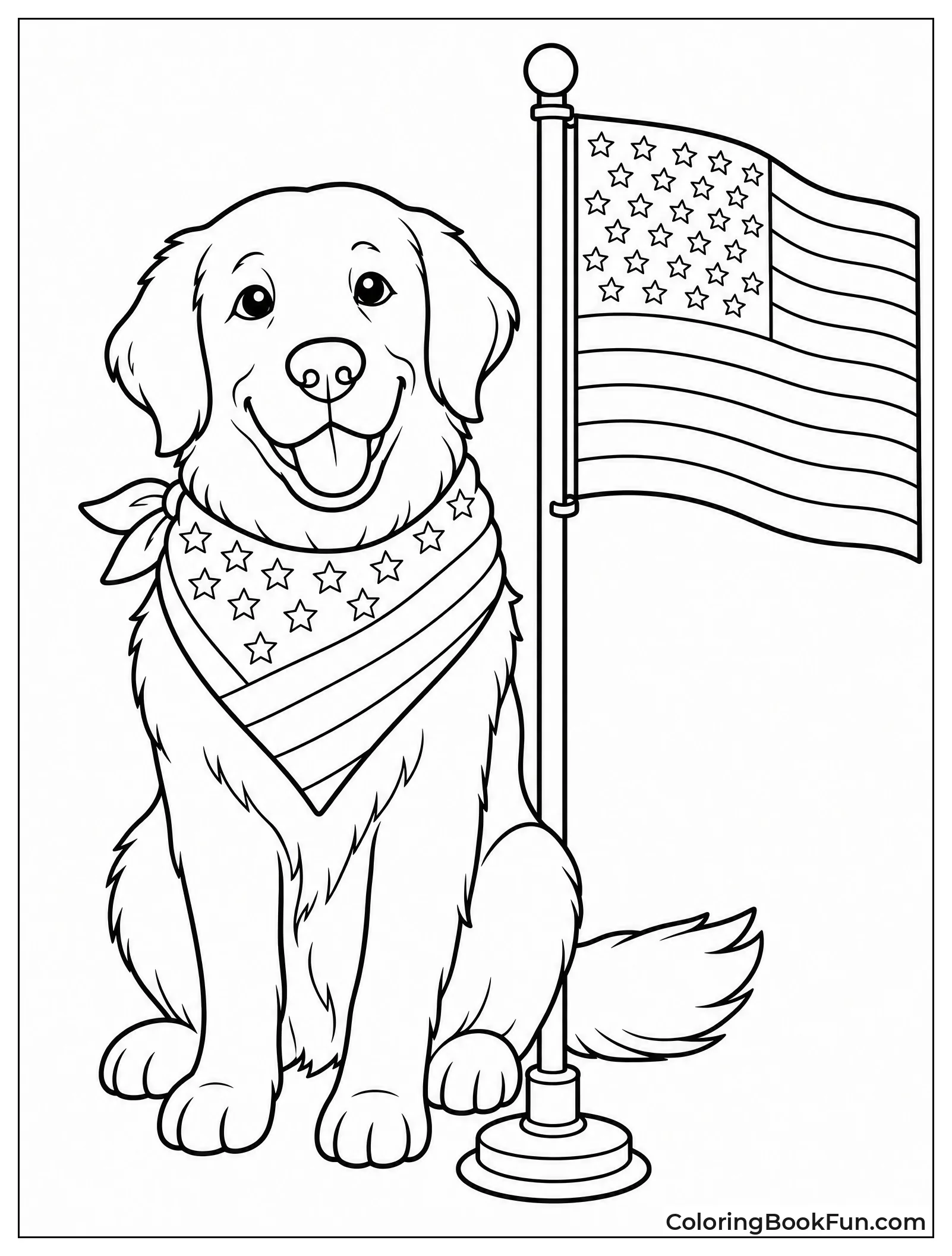 Puppy Wearing a Flag Bandana