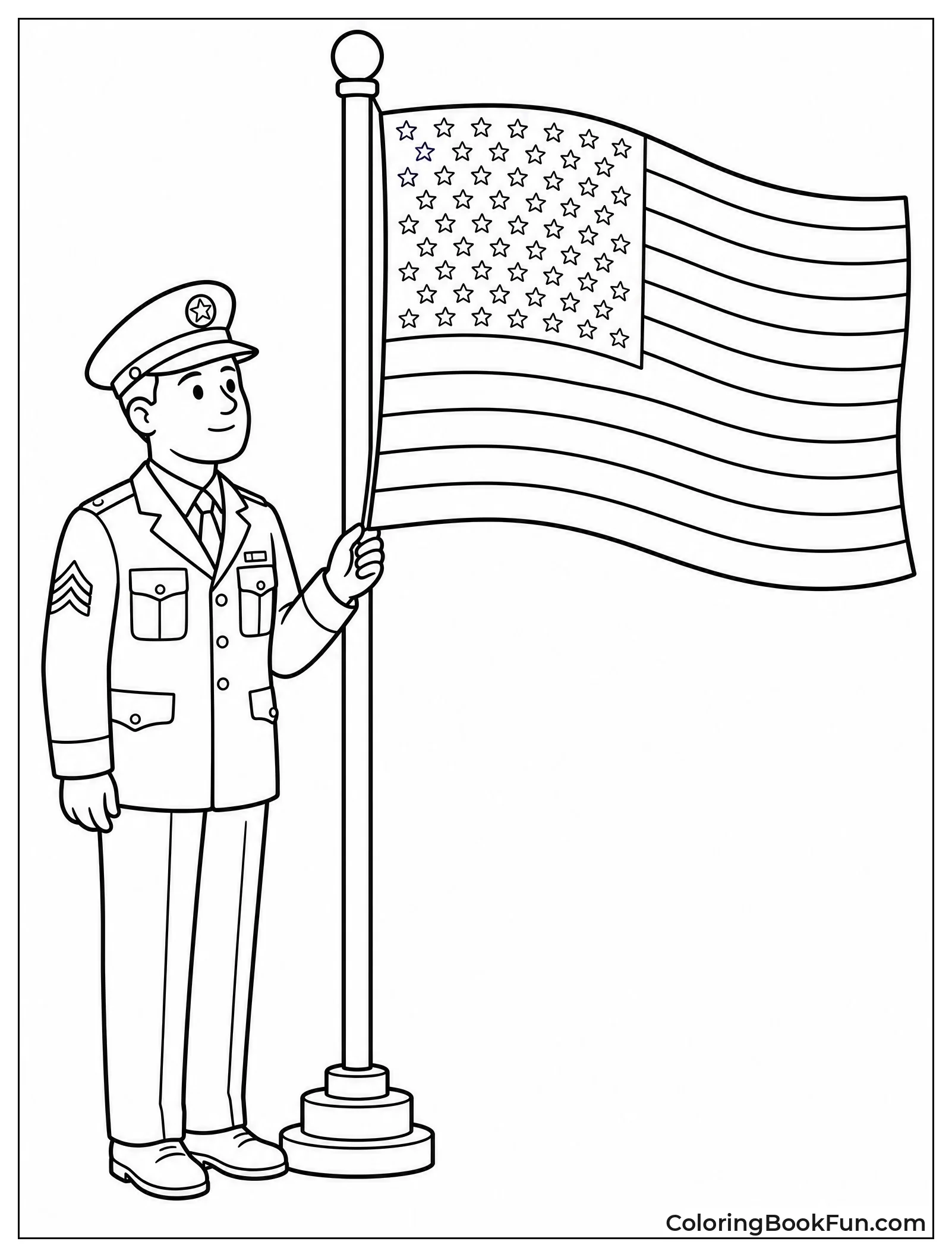 Soldier Standing with the Flag