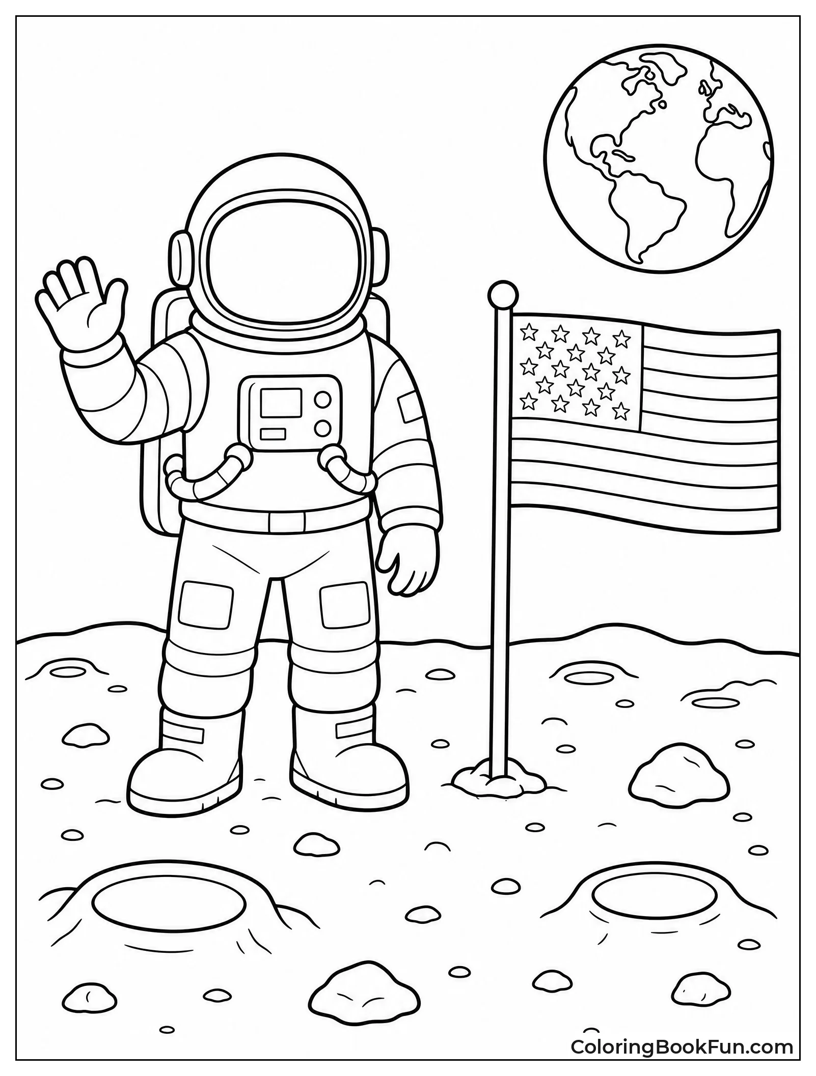 Astronaut Planting Flag on Moon