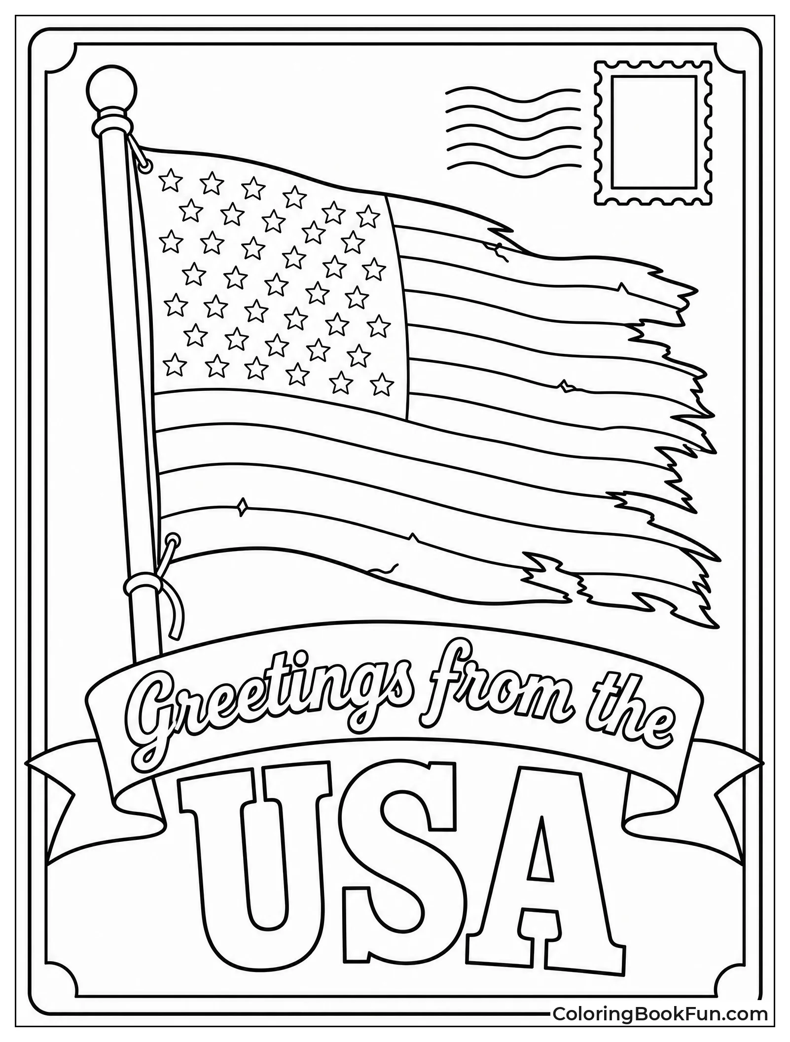 Old Postcard of Weathered Flag