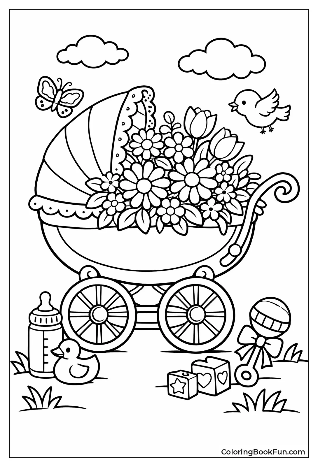 Floral Baby Carriage
