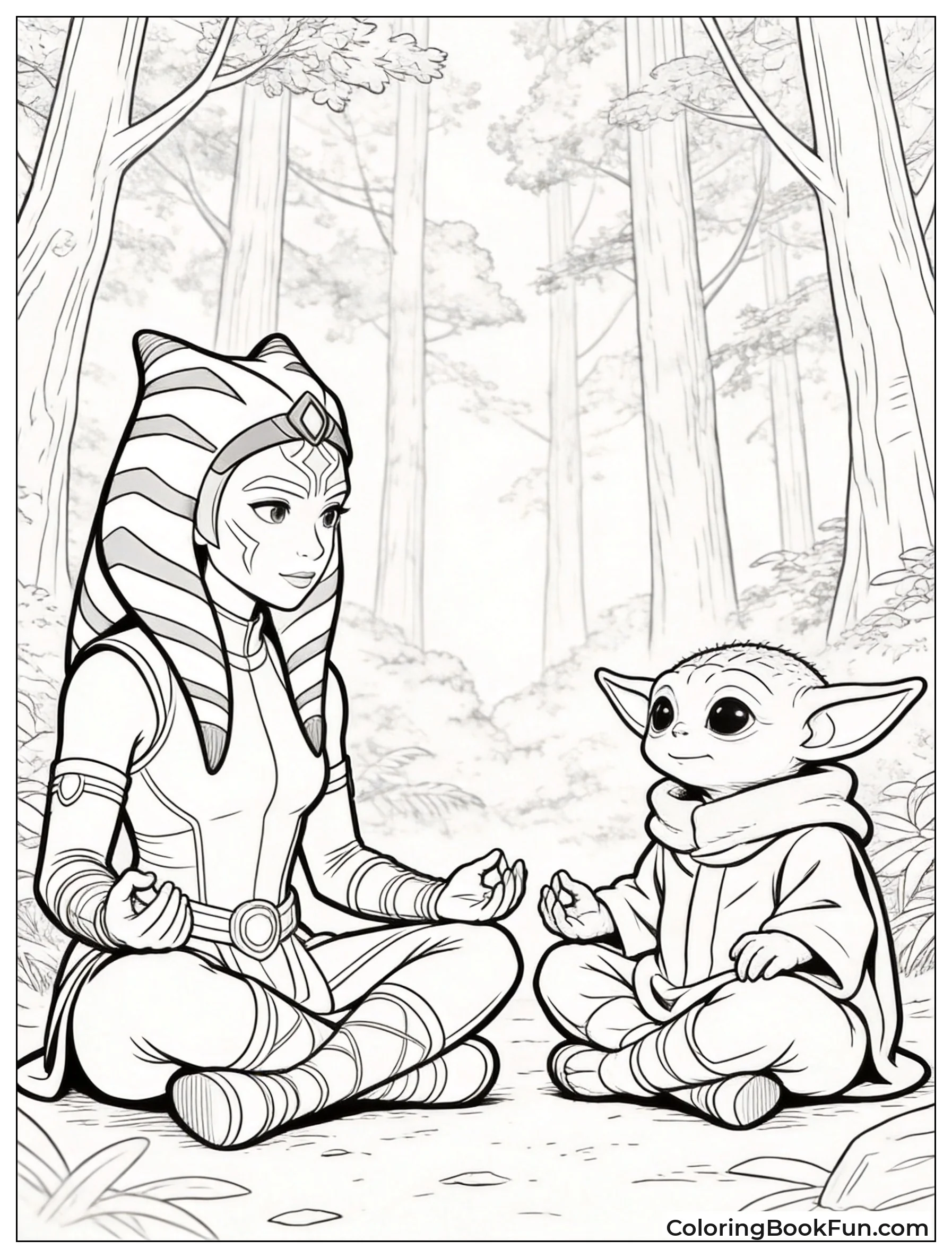 Ahsoka Sits with Grogu