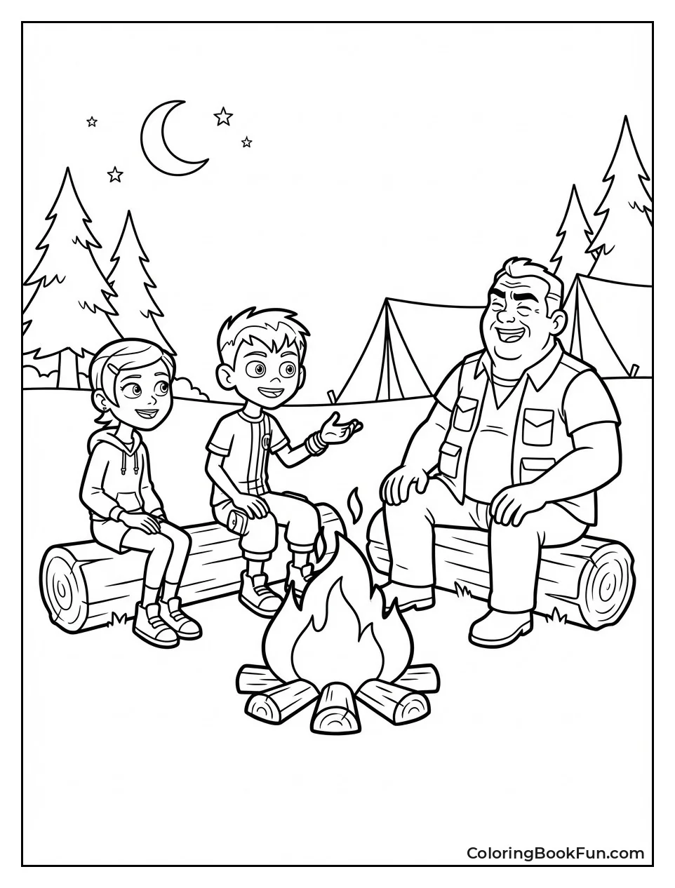 Family Camping Scene
