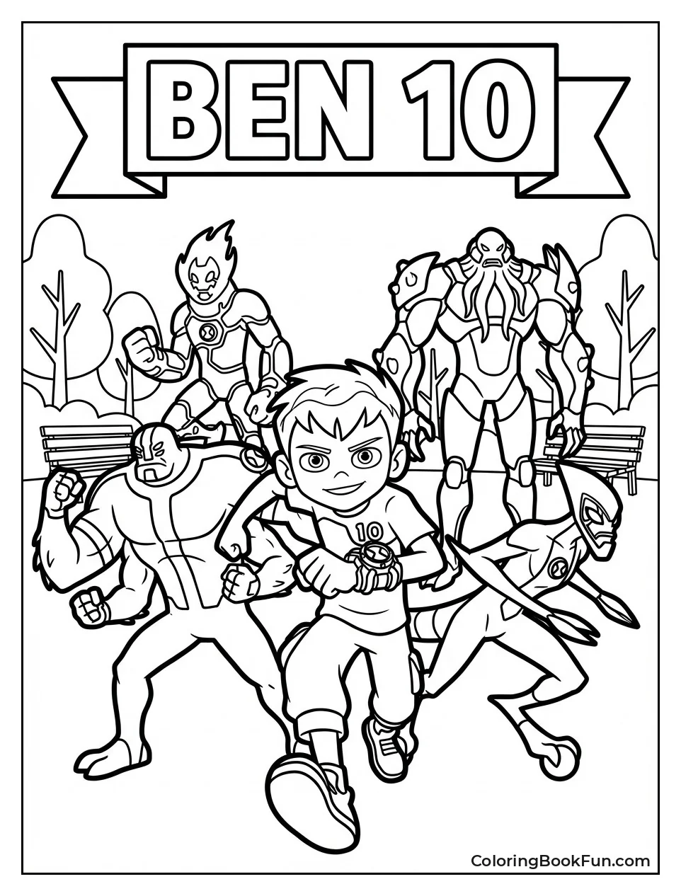 Ben 10 Line Art