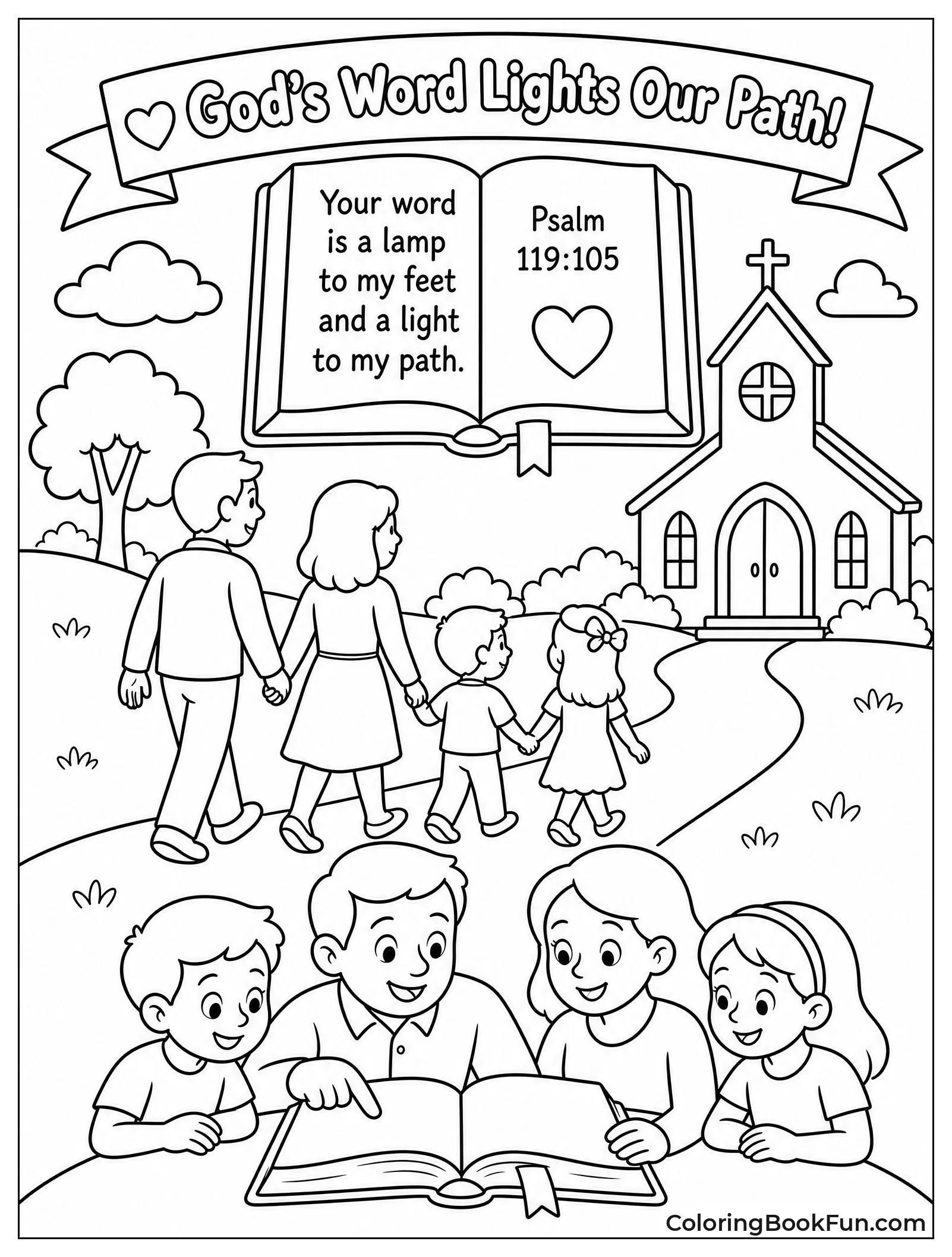 Family Walking to Church