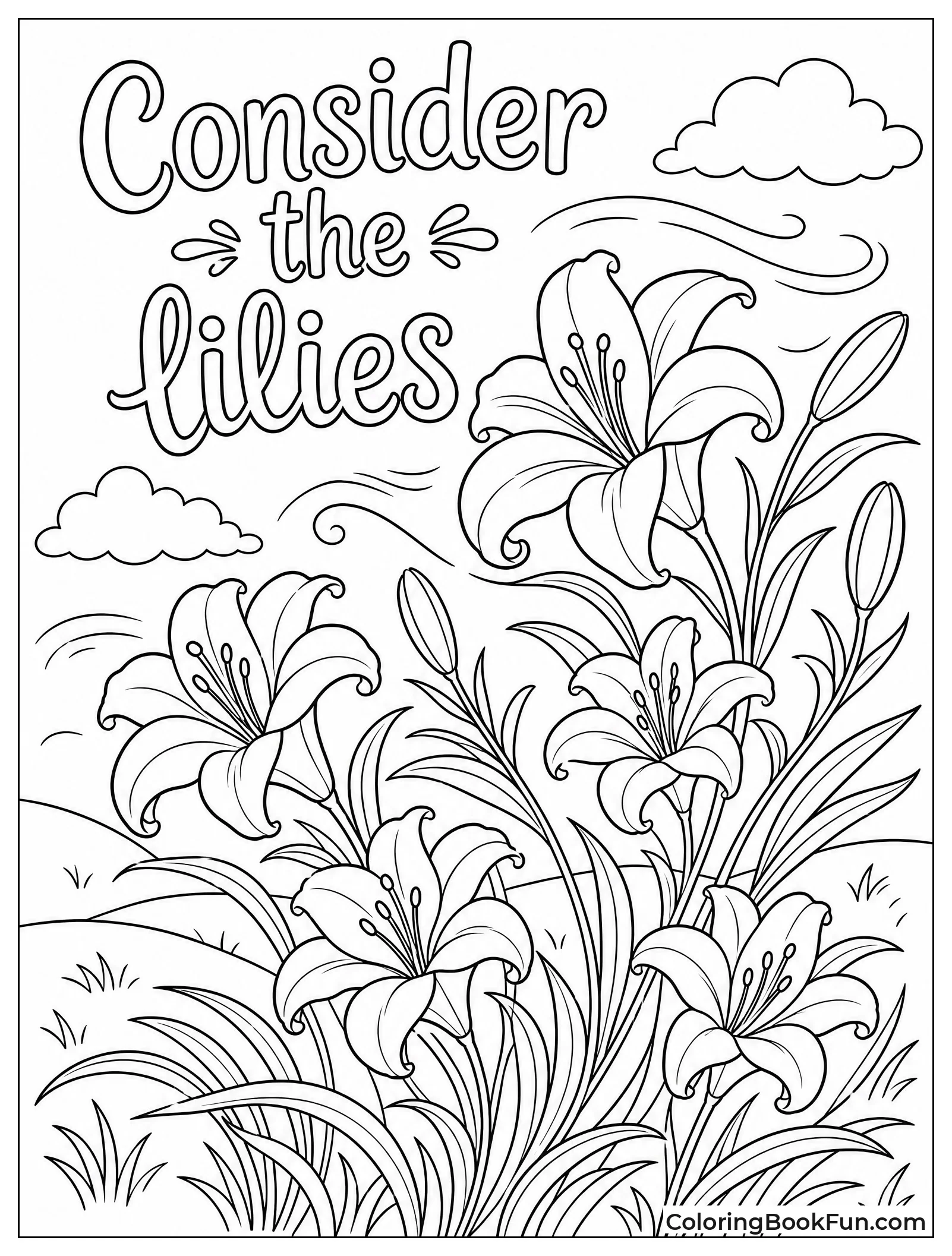 Lilies Blowing in Wind