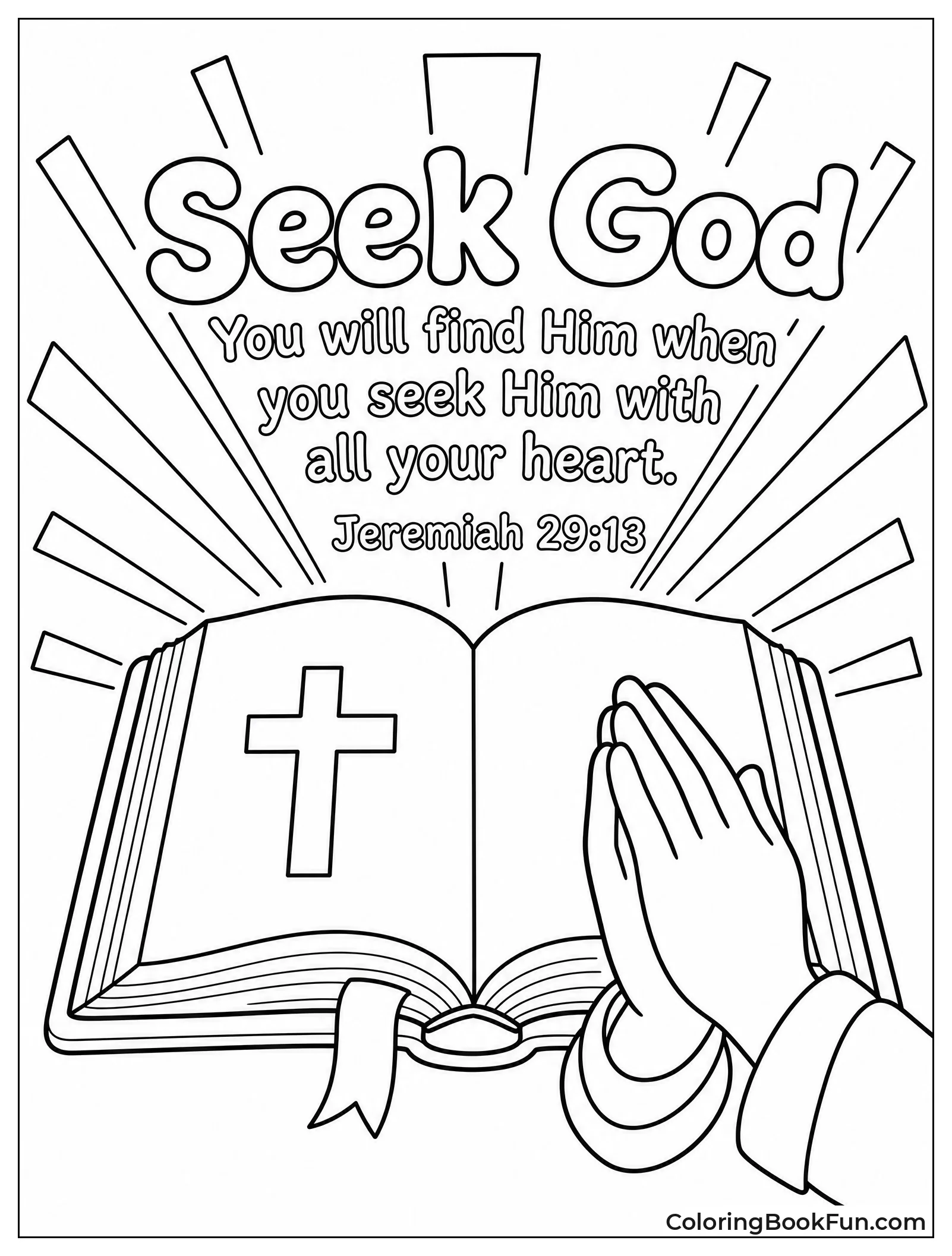 Open Bible Beside Praying Hands
