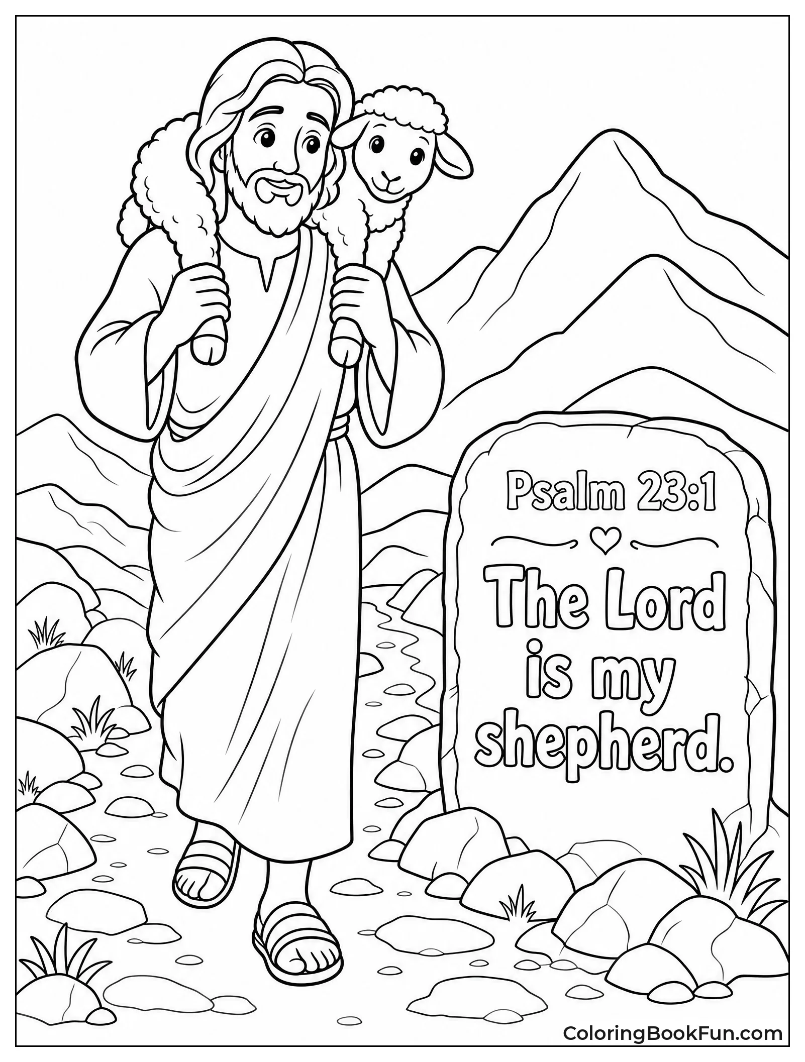 Shepherd Carrying Lamb Home