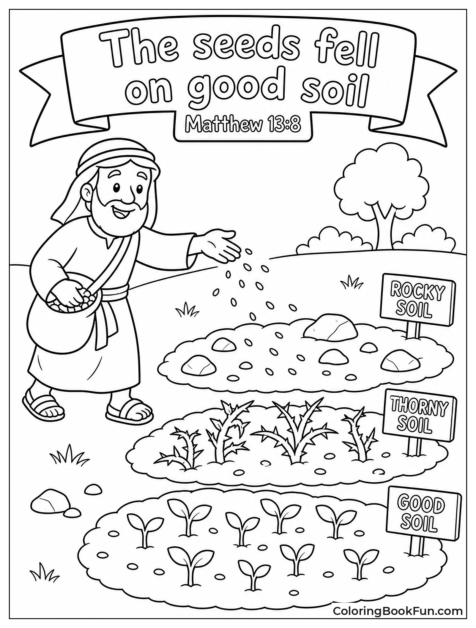 Farmer Scattering Seeds on Ground