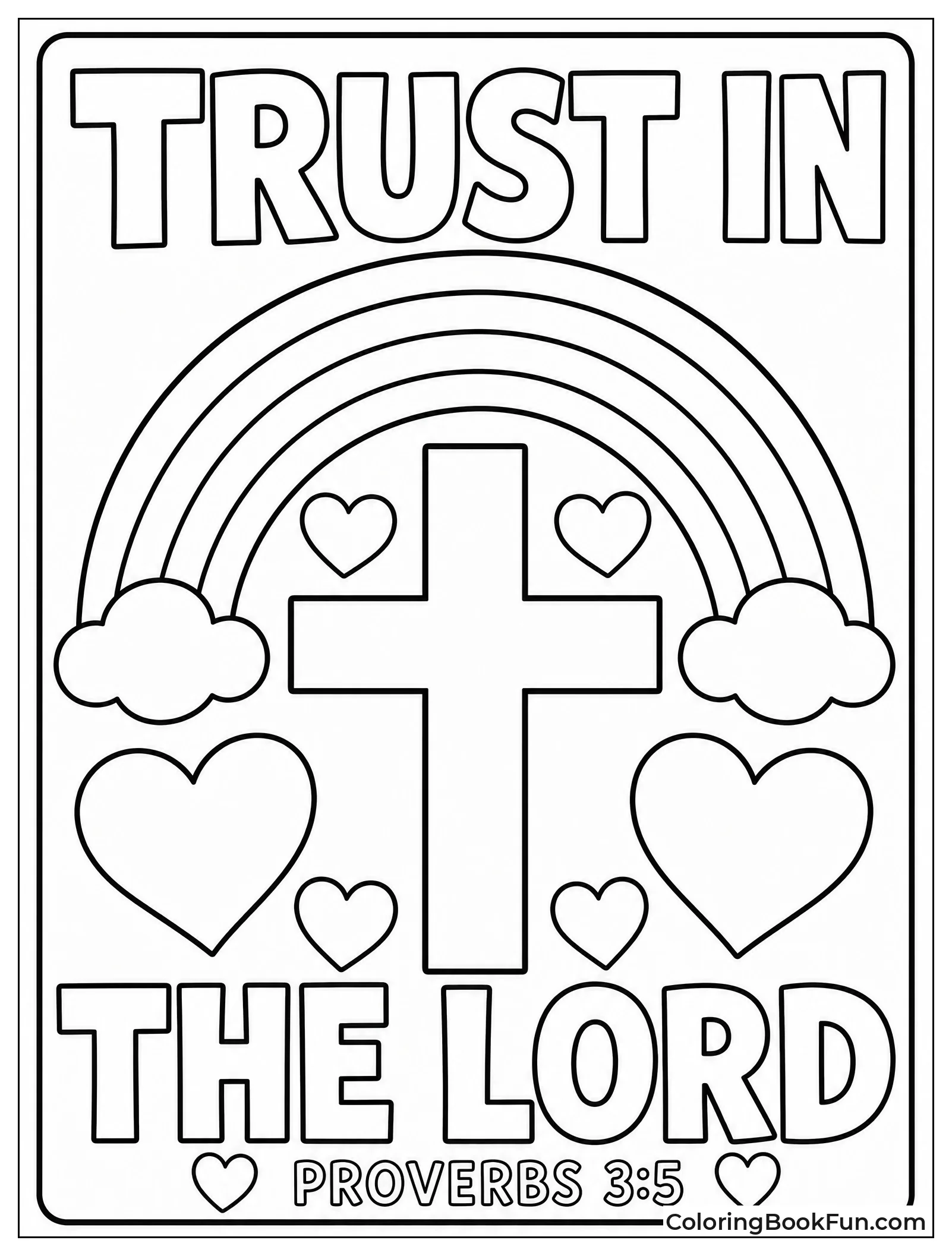 Cross with Hearts and Rainbow