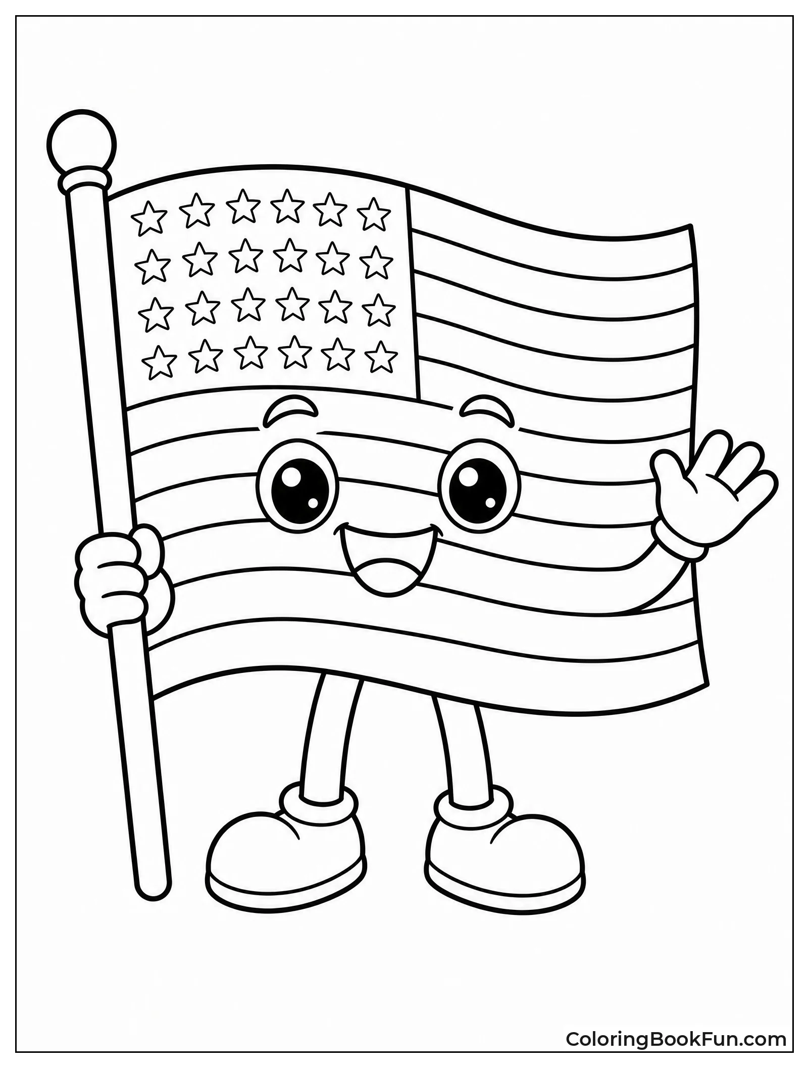 Smiling Cartoon Flag for Kids