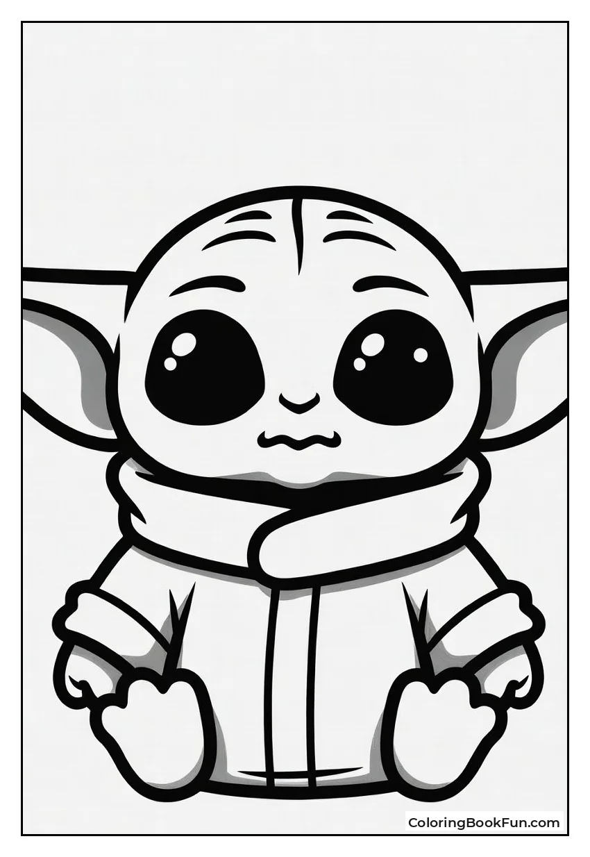 Exaggerated Baby Yoda in Cartoon