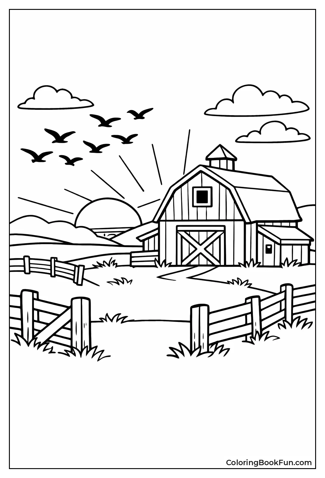 Countryside Barn Sunset