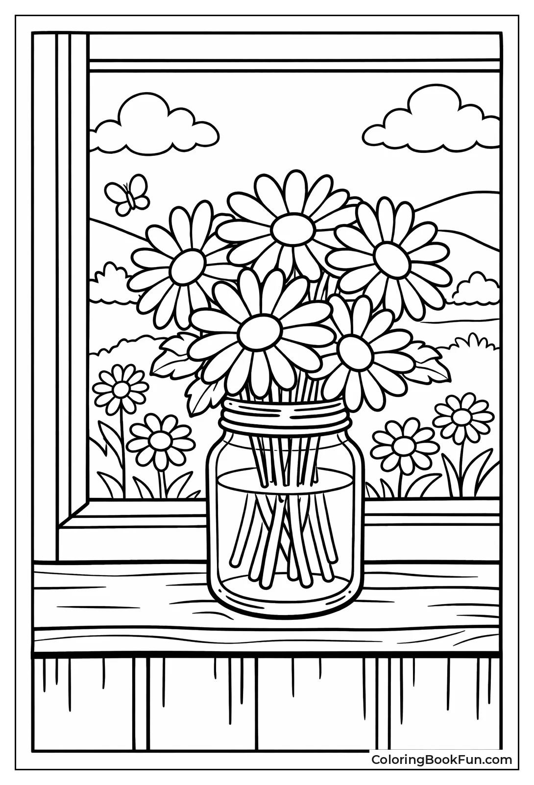 Daisies in Mason Jar