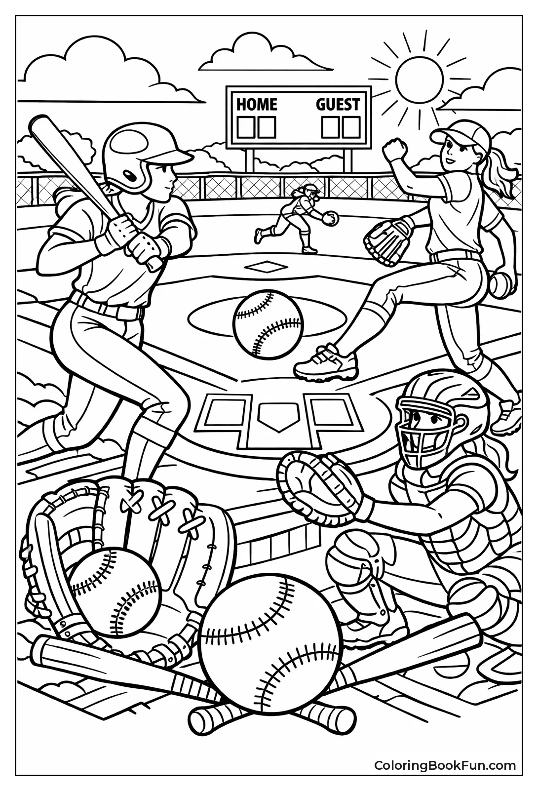 Detailed Softball Illustrations