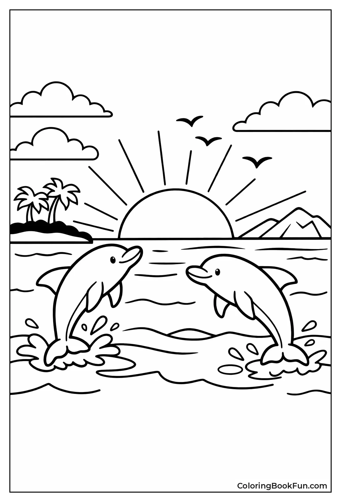 Dolphin Sunset Scene