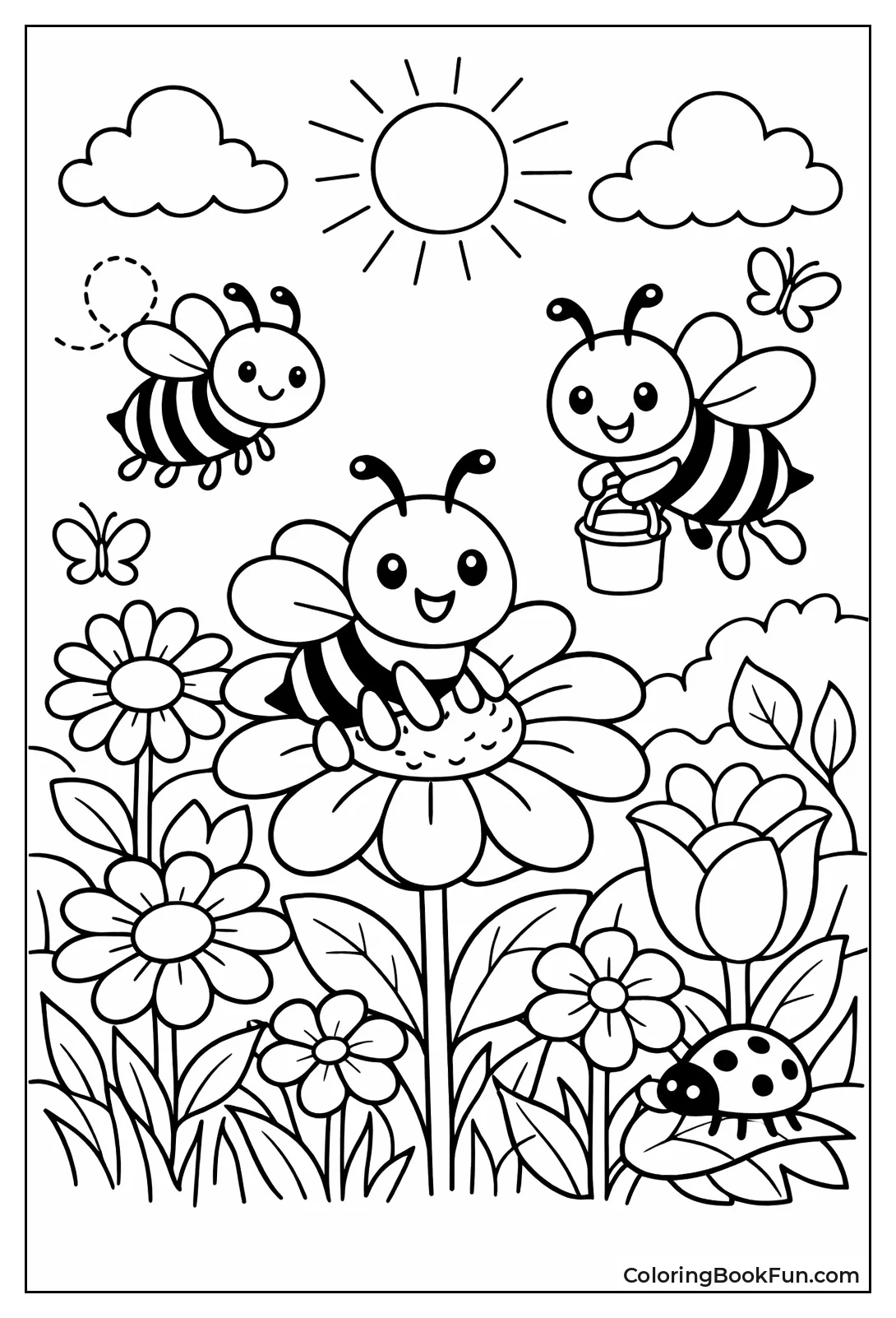 Bee Pollinating Flowers