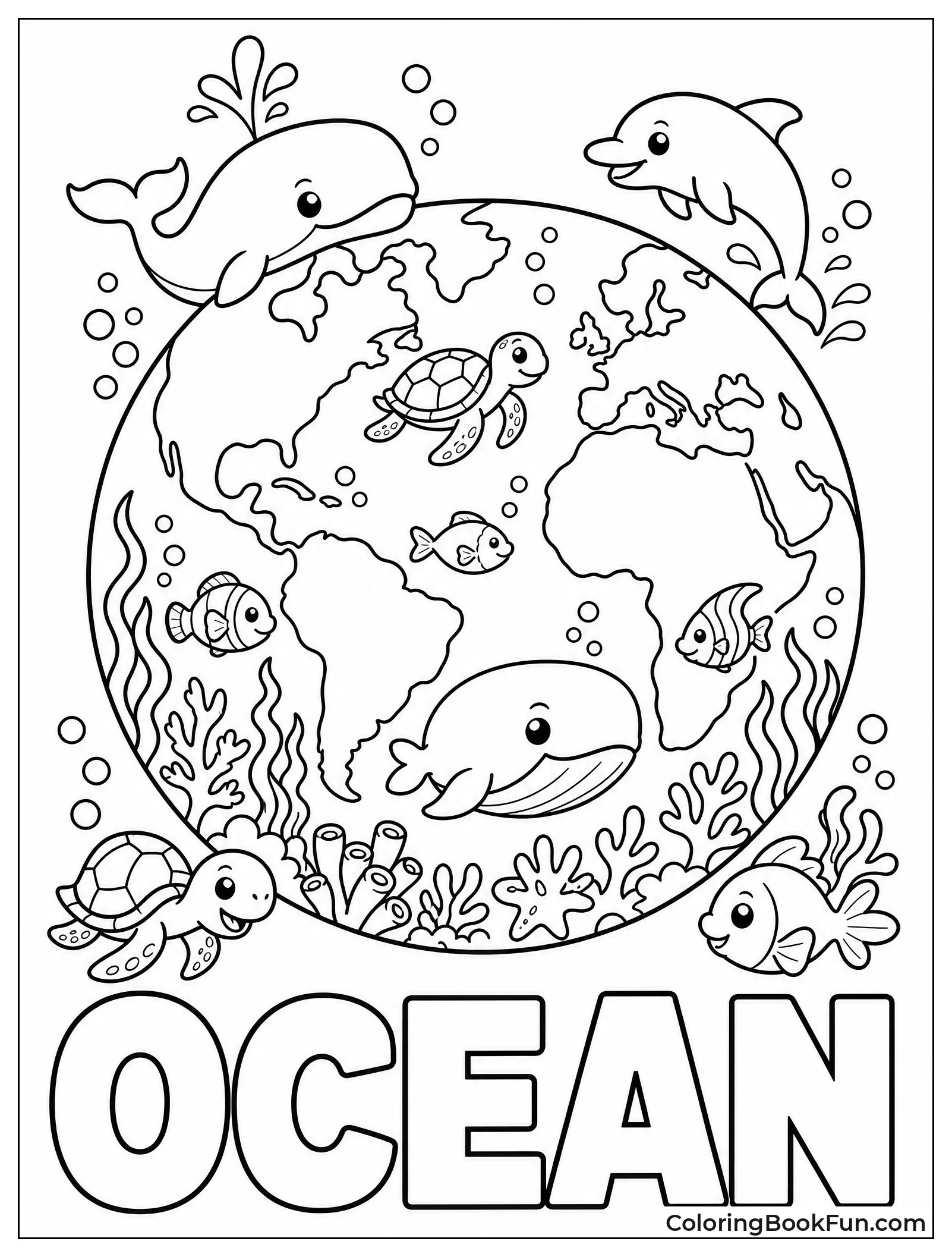 Ocean Full of Whales and Coral