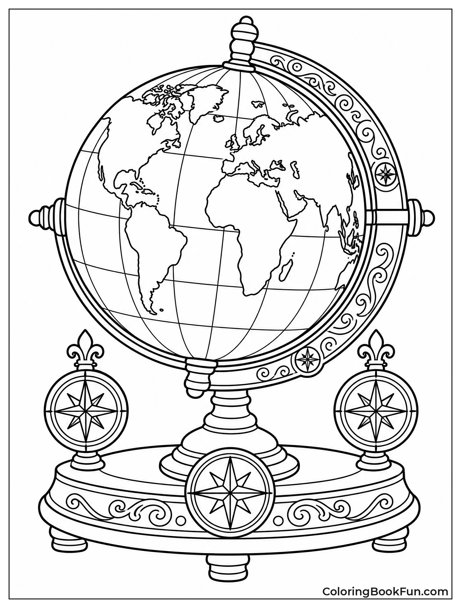 Old Globe on a Wooden Stand