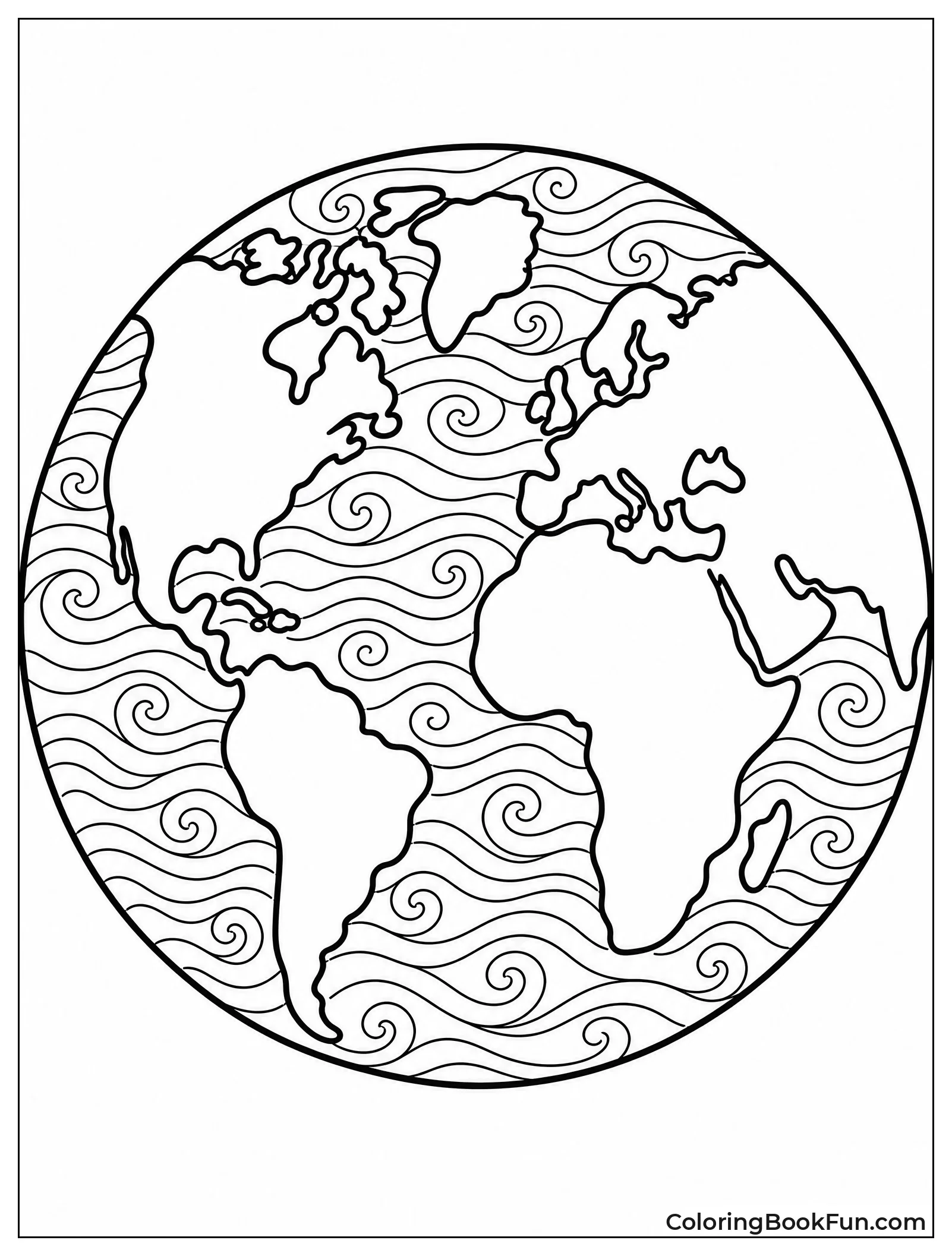 Earth with Swirling Wave Patterns