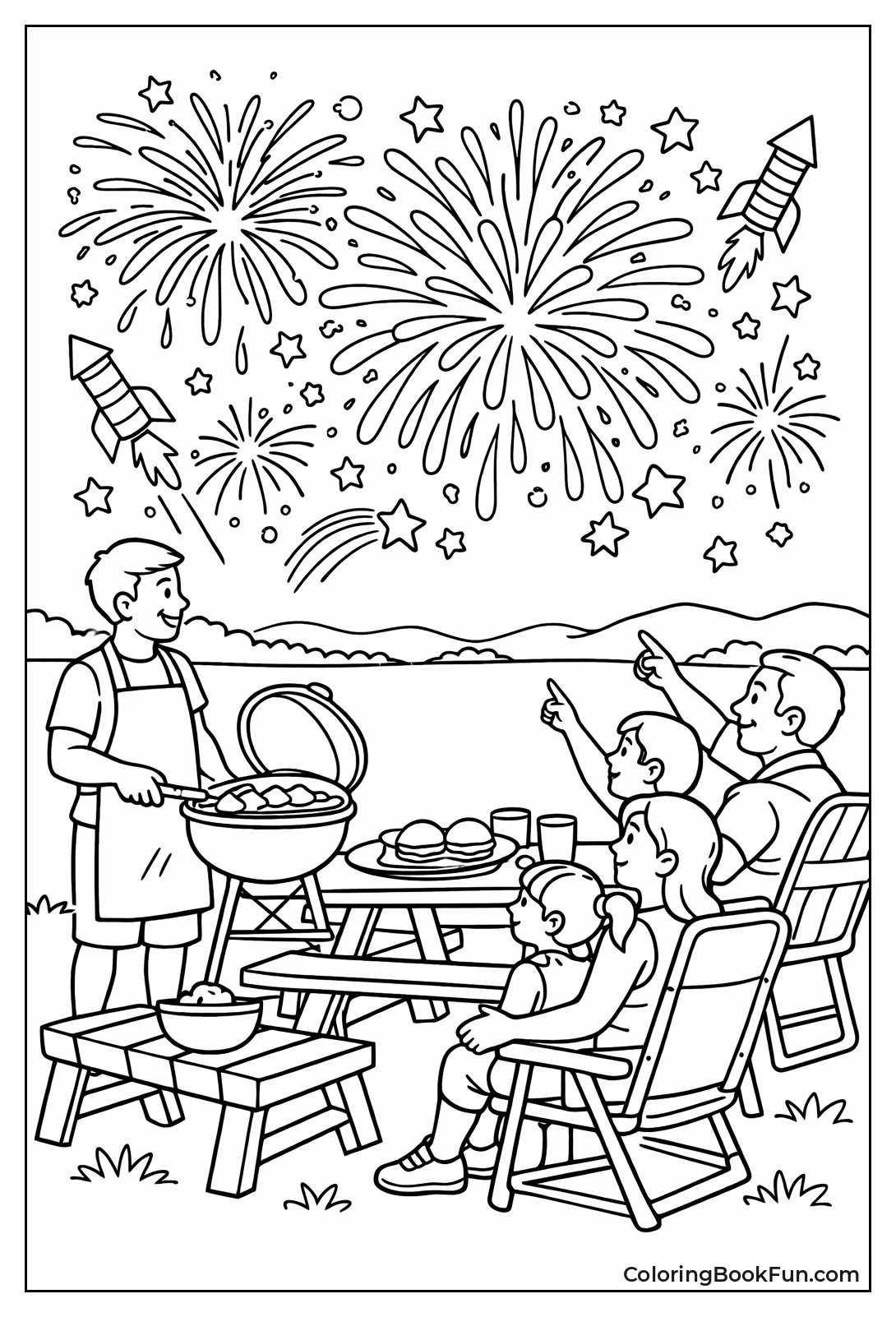 Family Backyard BBQ Fireworks