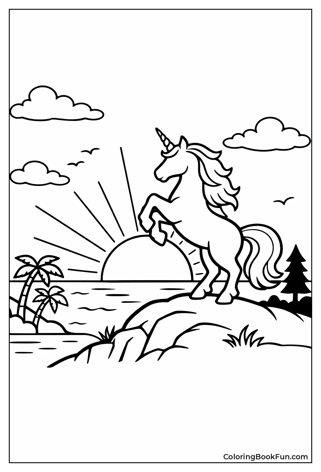 Fantasy Unicorn Sunset