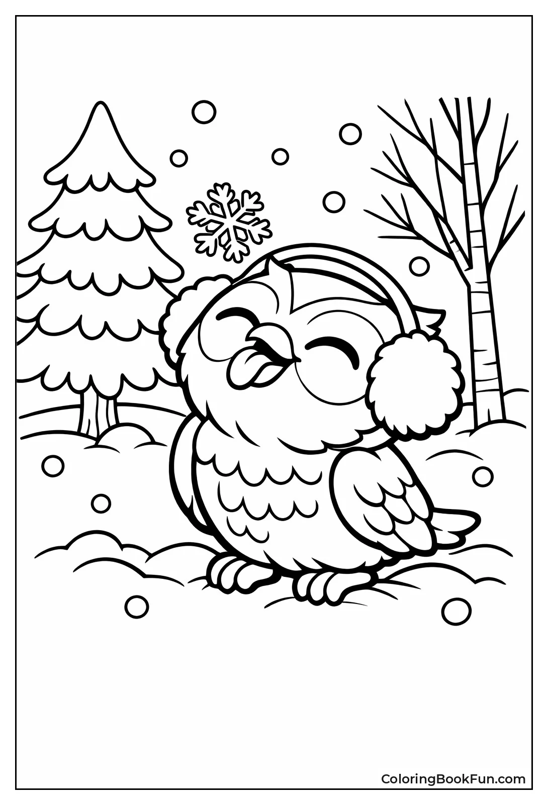 Owl Catching Snowflake
