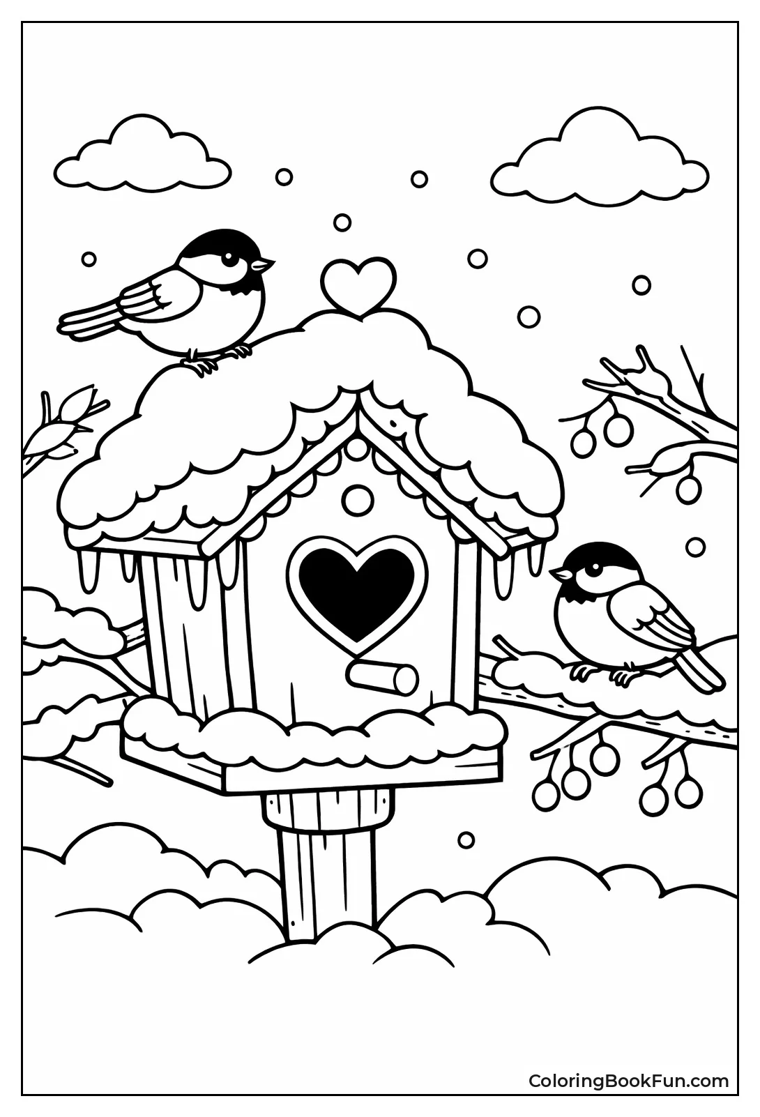 Winter Birdhouse Scene