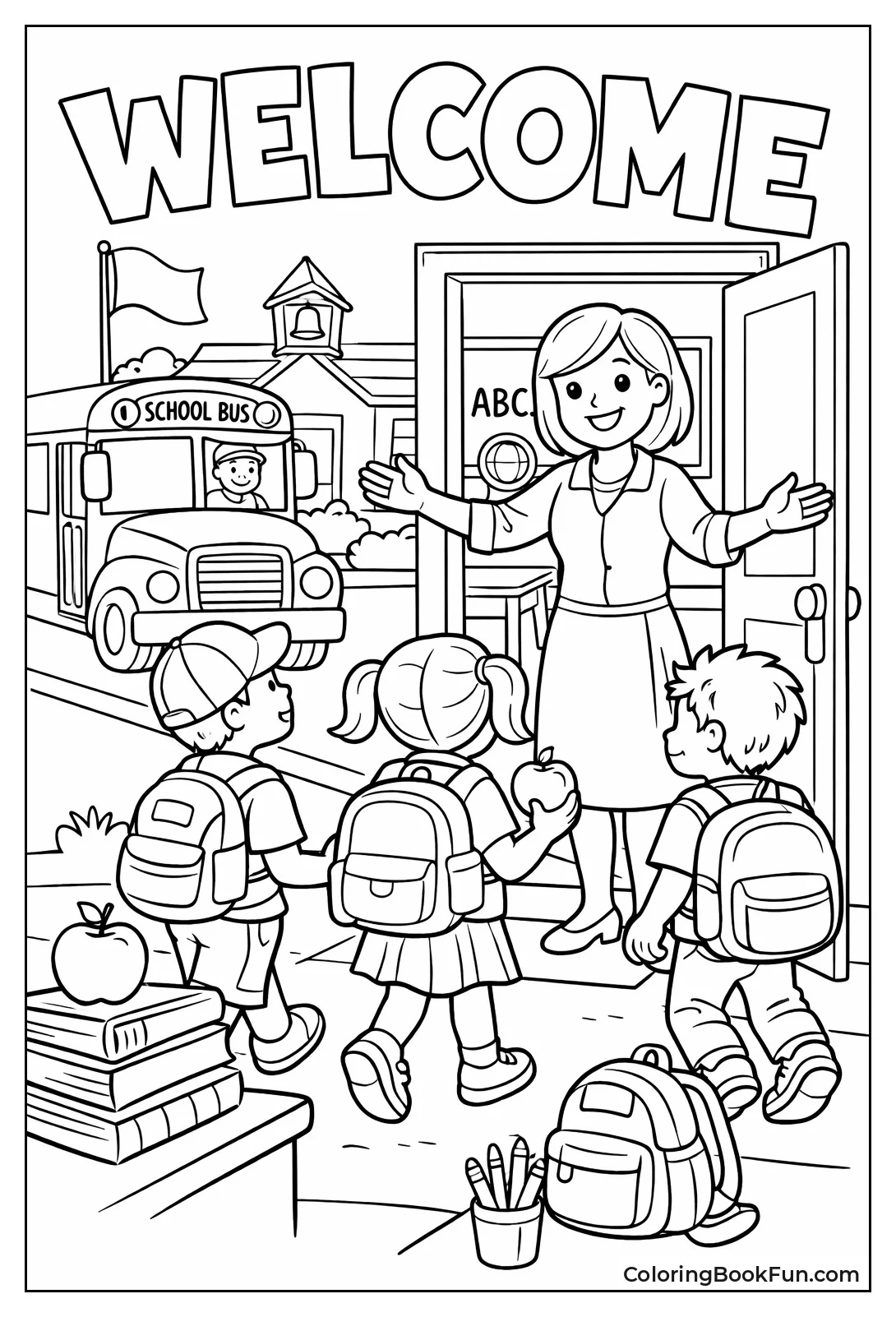 Teacher Welcoming Students