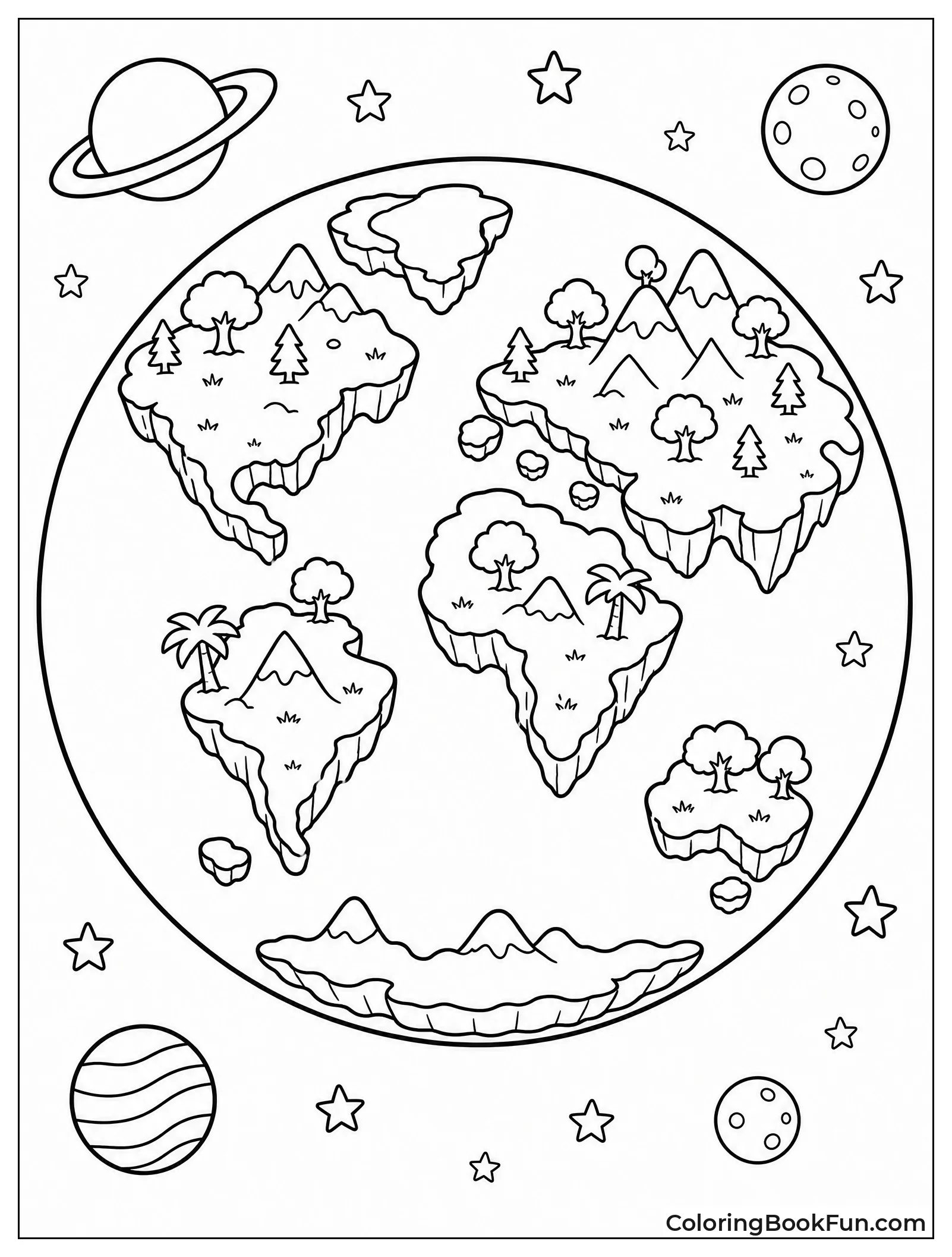 Earth with Floating Island Lands