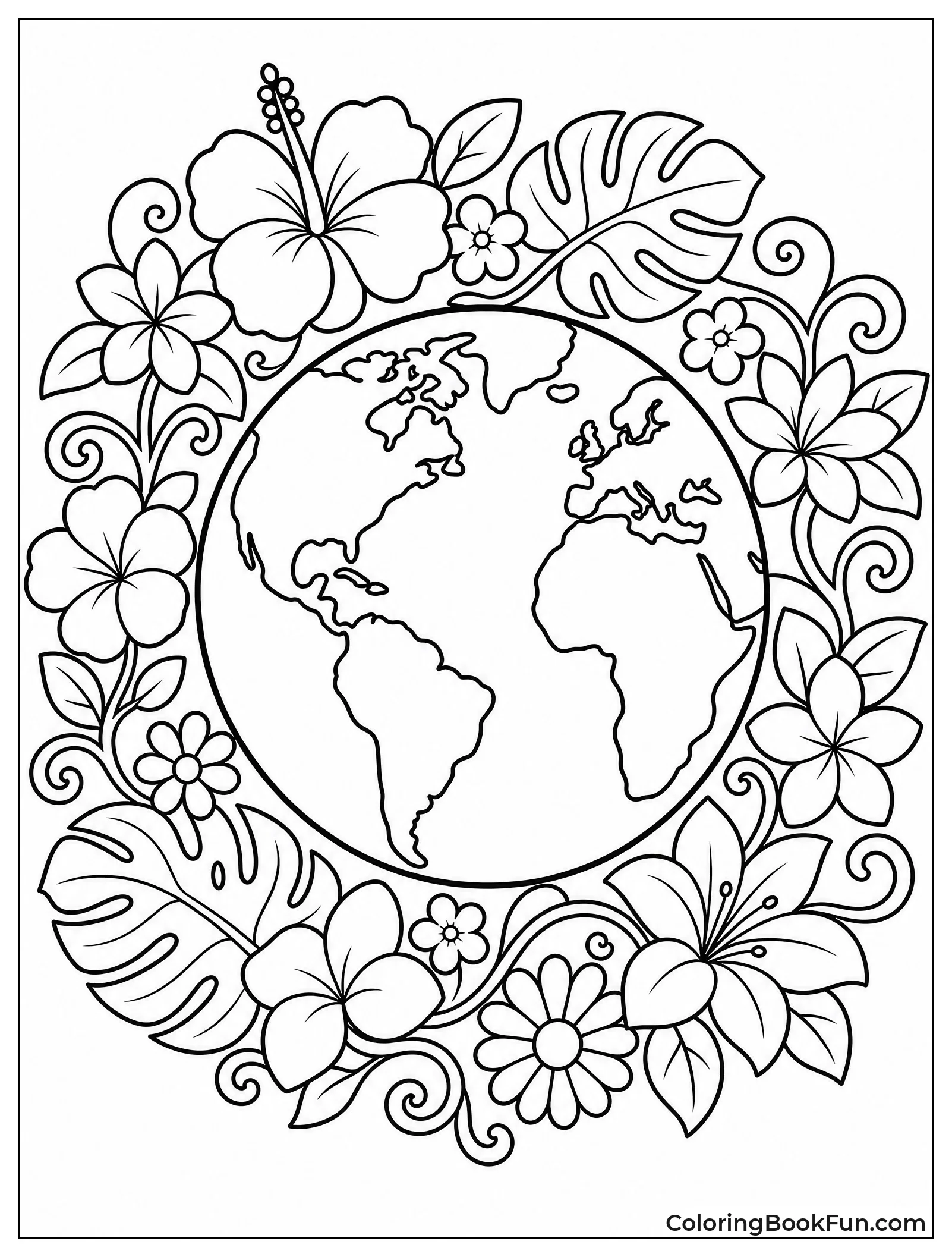 Globe Inside a Flower Wreath