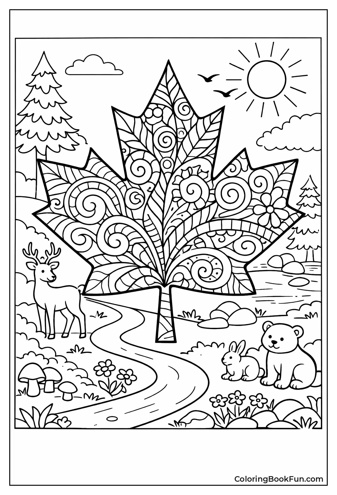 Pattern Filled Maple Leaf