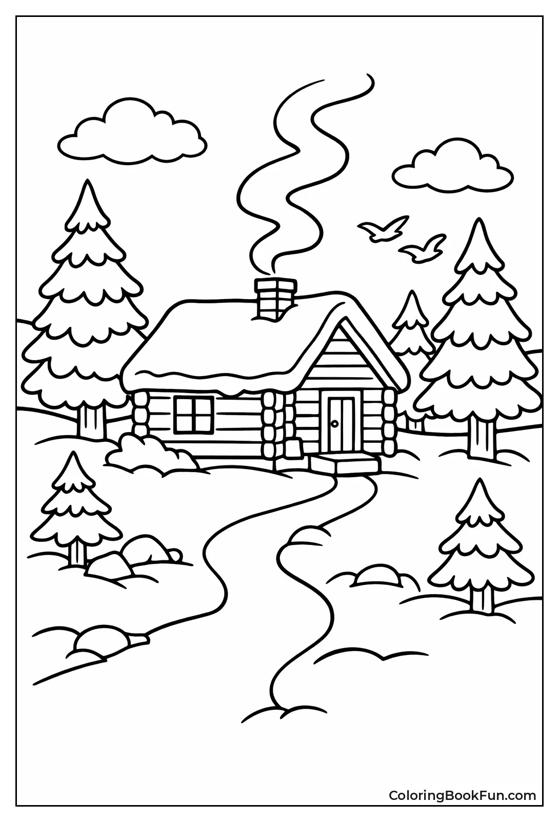 Snowy Woodland Cabin