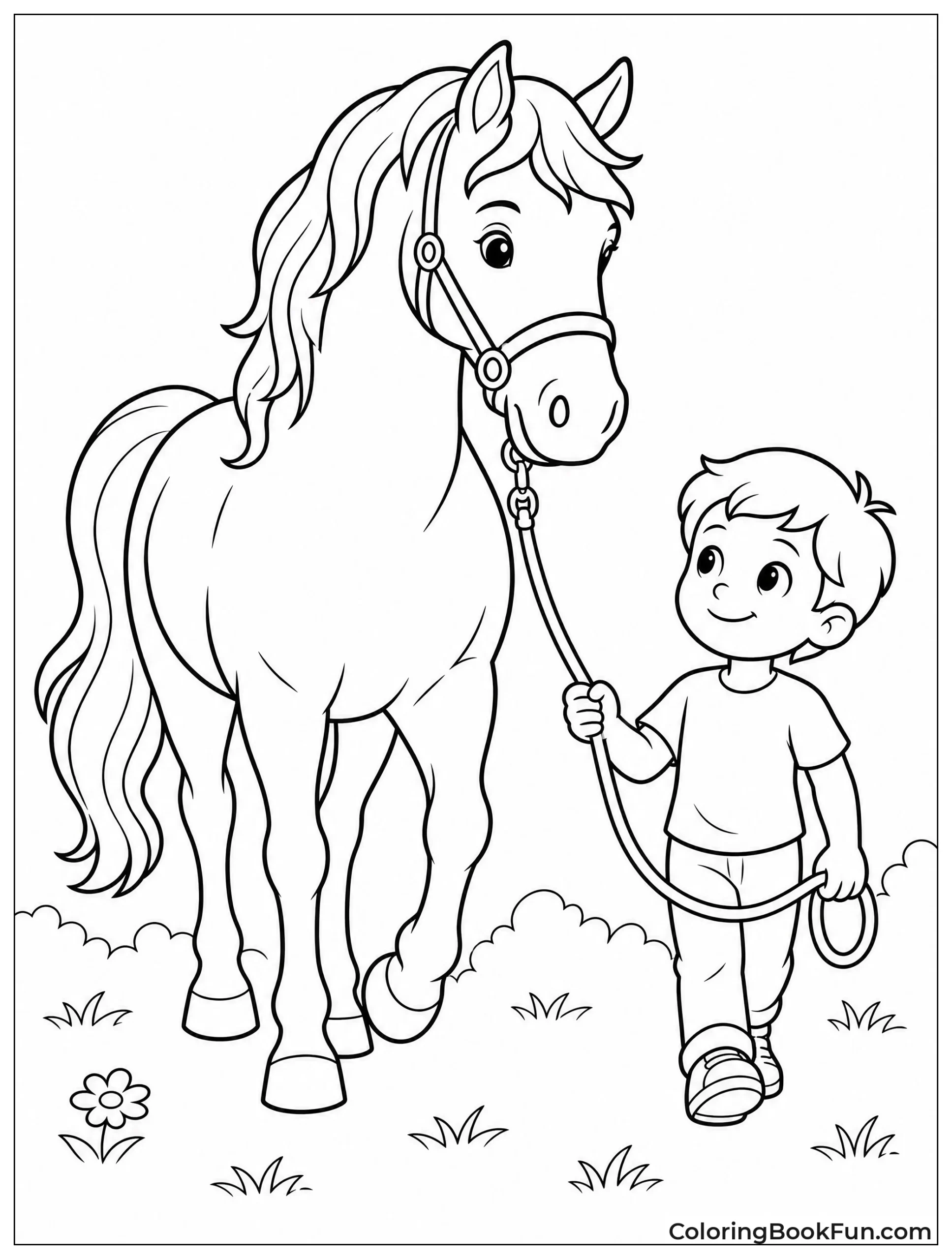 Child Leads Strong Horse