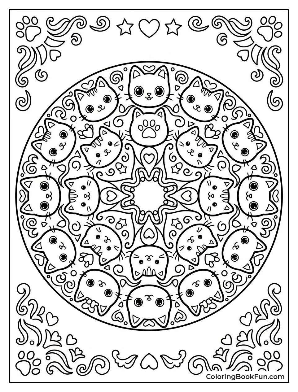 Patterned Kitty Mandala
